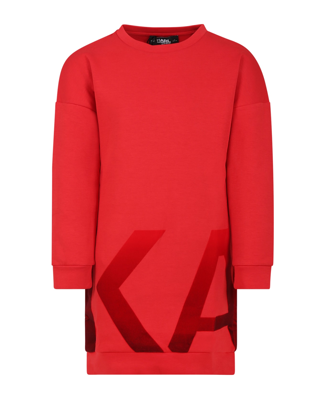 Karl Lagerfeld Kids Red Dress For Girl - Red ワンピース＆ドレス