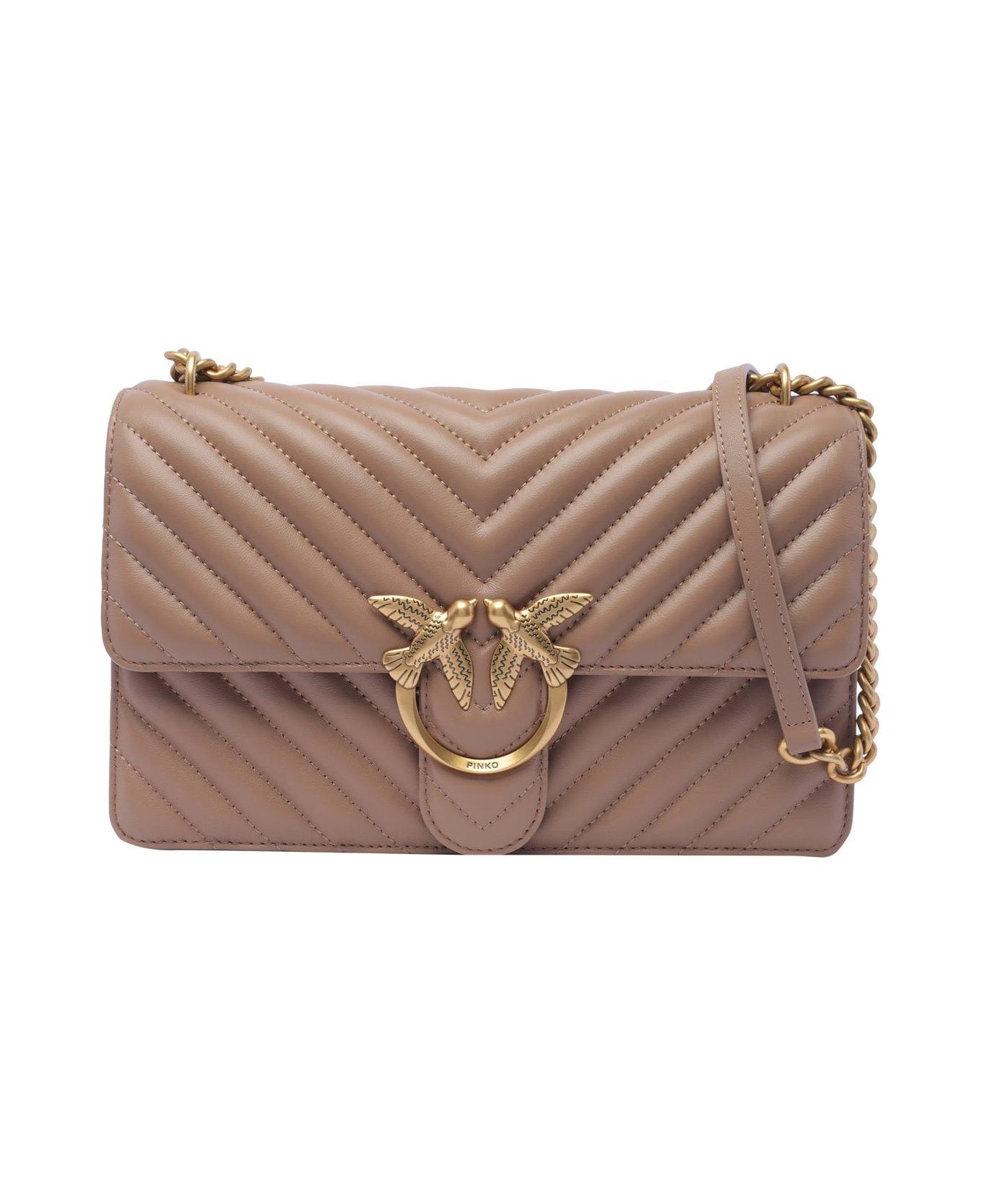 Pinko Love One Classic Chain-linked Crossbody Bag - Ginger biscuit