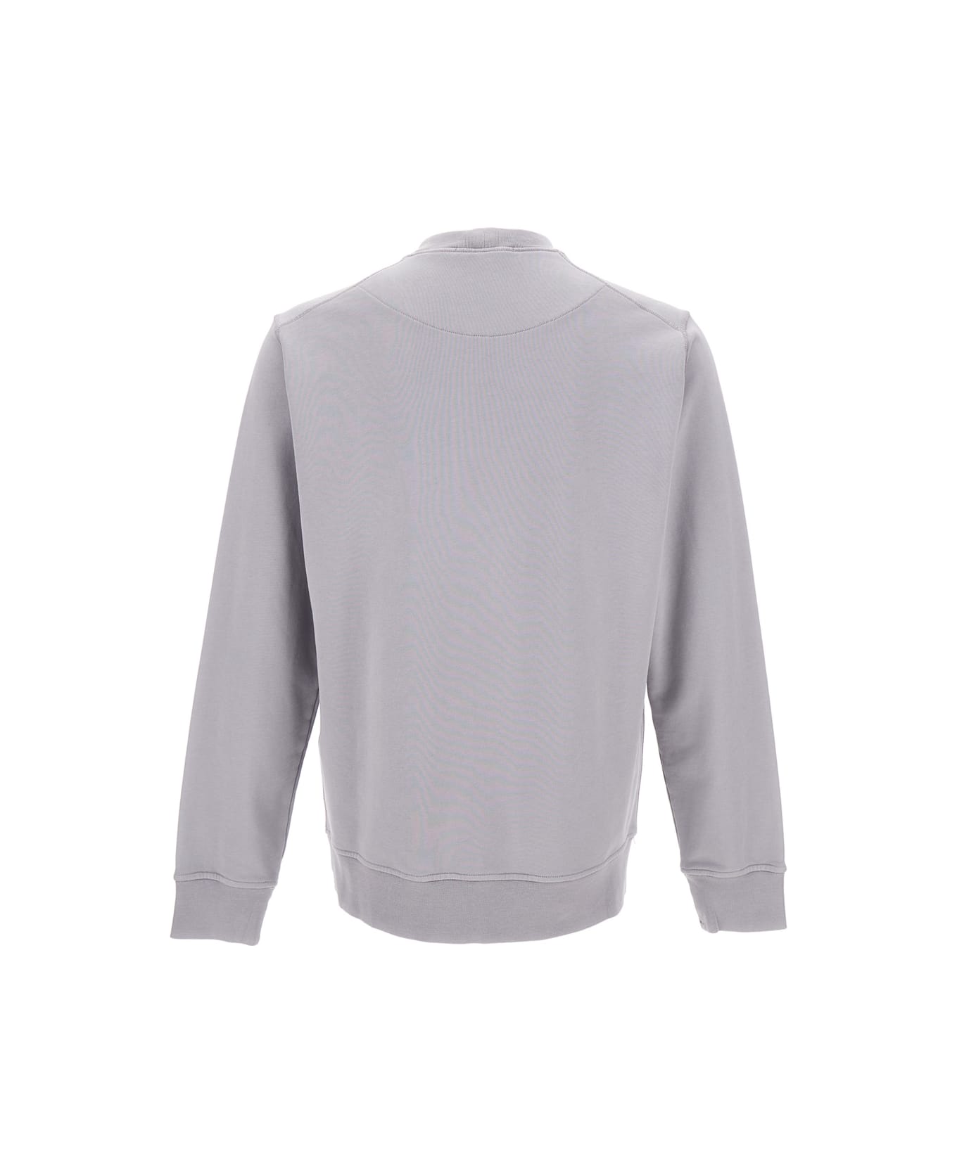 Stone Island Grey Crewneck Sweatshirt With Logo Print In Cotton Man - Grey フリース