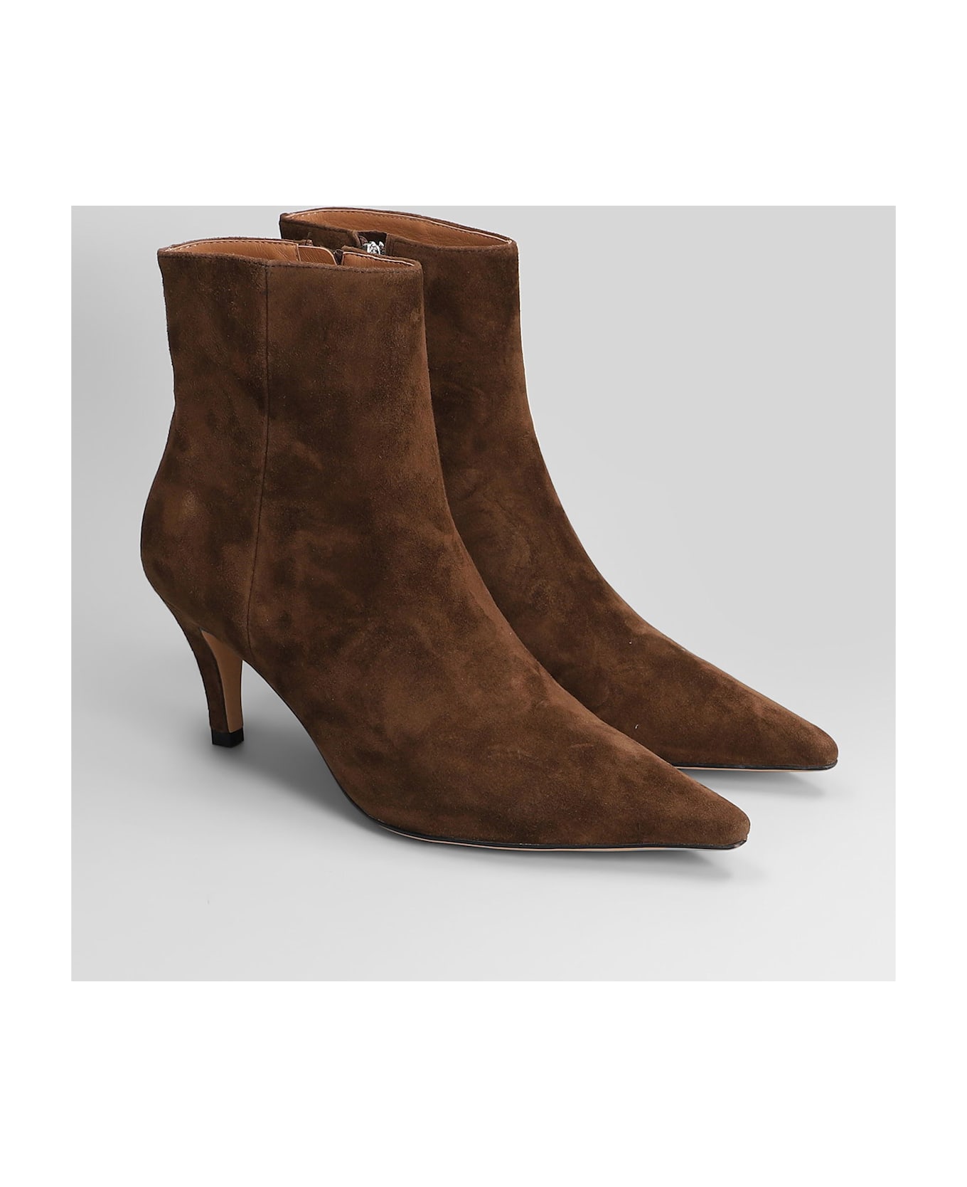 Lola Cruz High Heels Ankle Boots In Brown Suede - brown