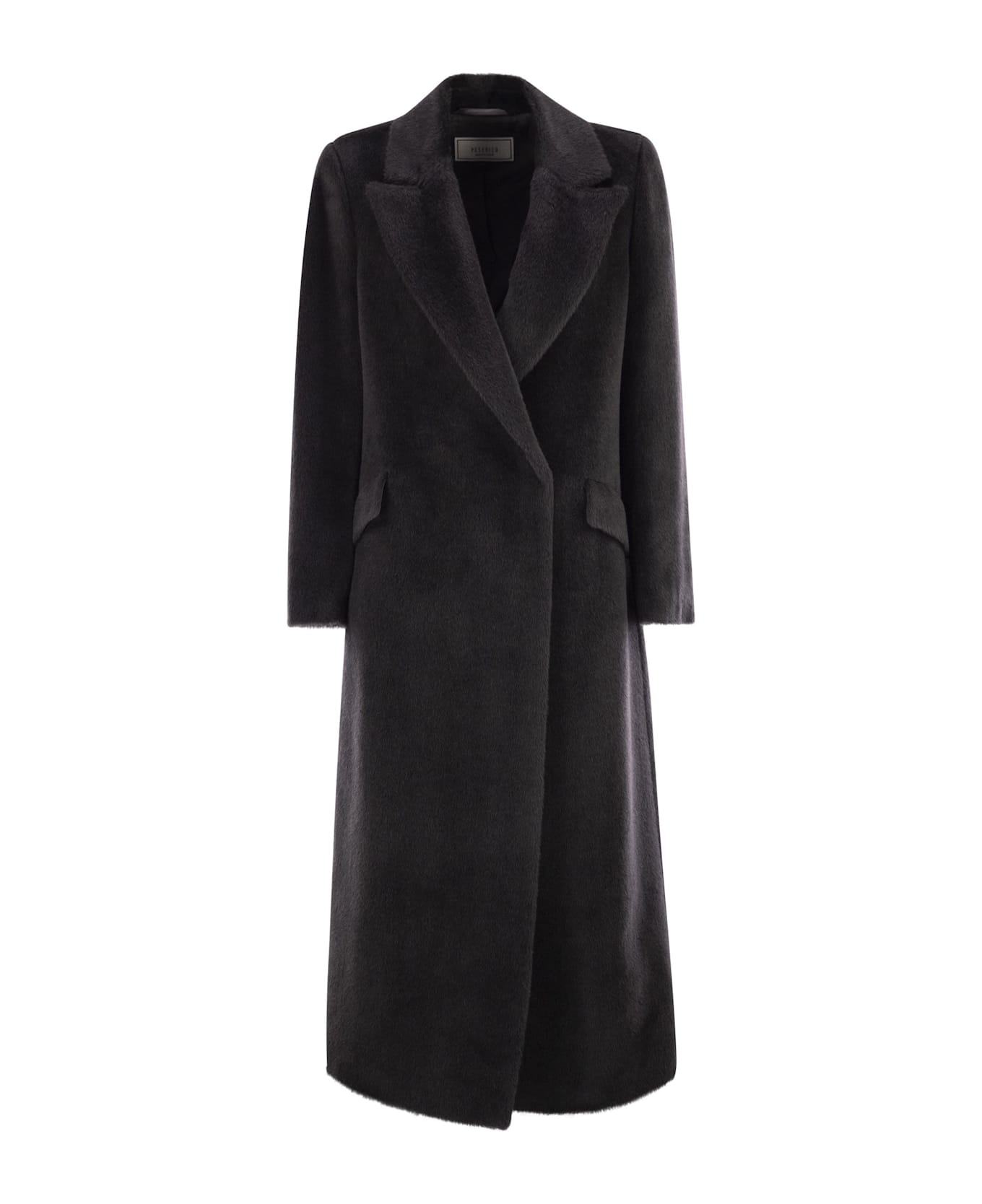 Peserico Long-haired Coat In Alpaca And Wool - Anthracite