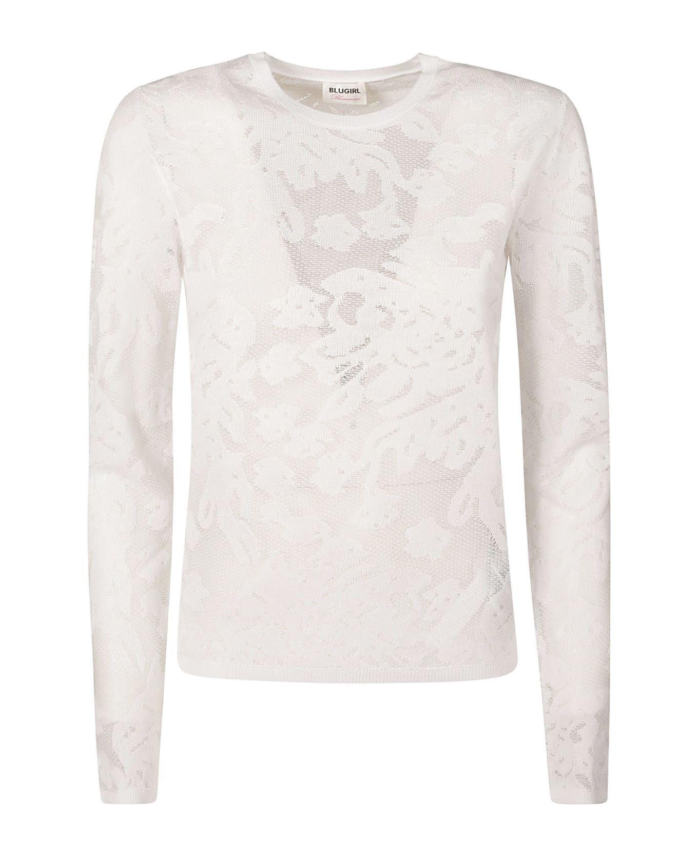 Blugirl Long-sleeved Floral Lace Top - Gesso