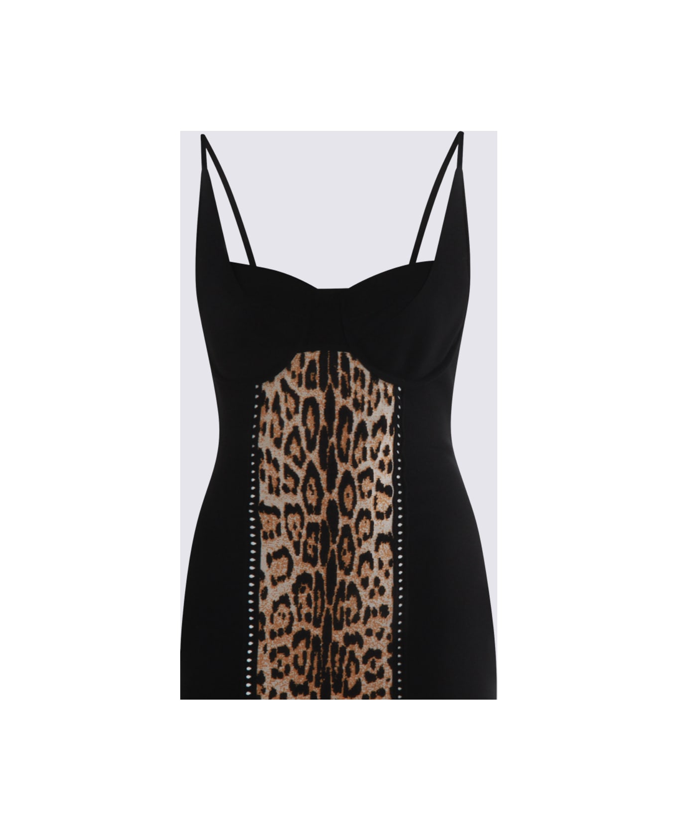 Roberto Cavalli Black Viscose Mini Dress - LEOPARDO/NERO