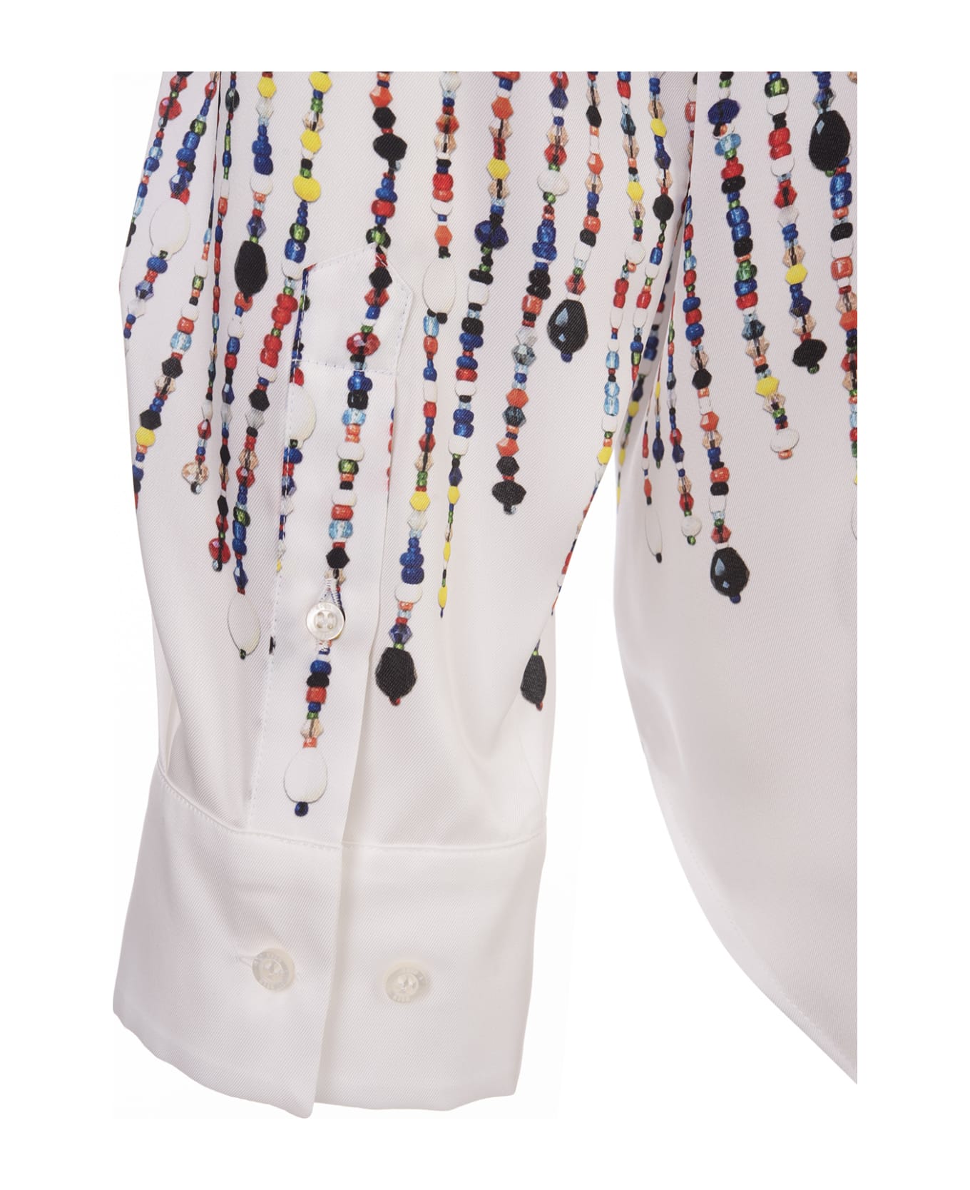 MSGM White Shirt With Multicolour Bead Print - White
