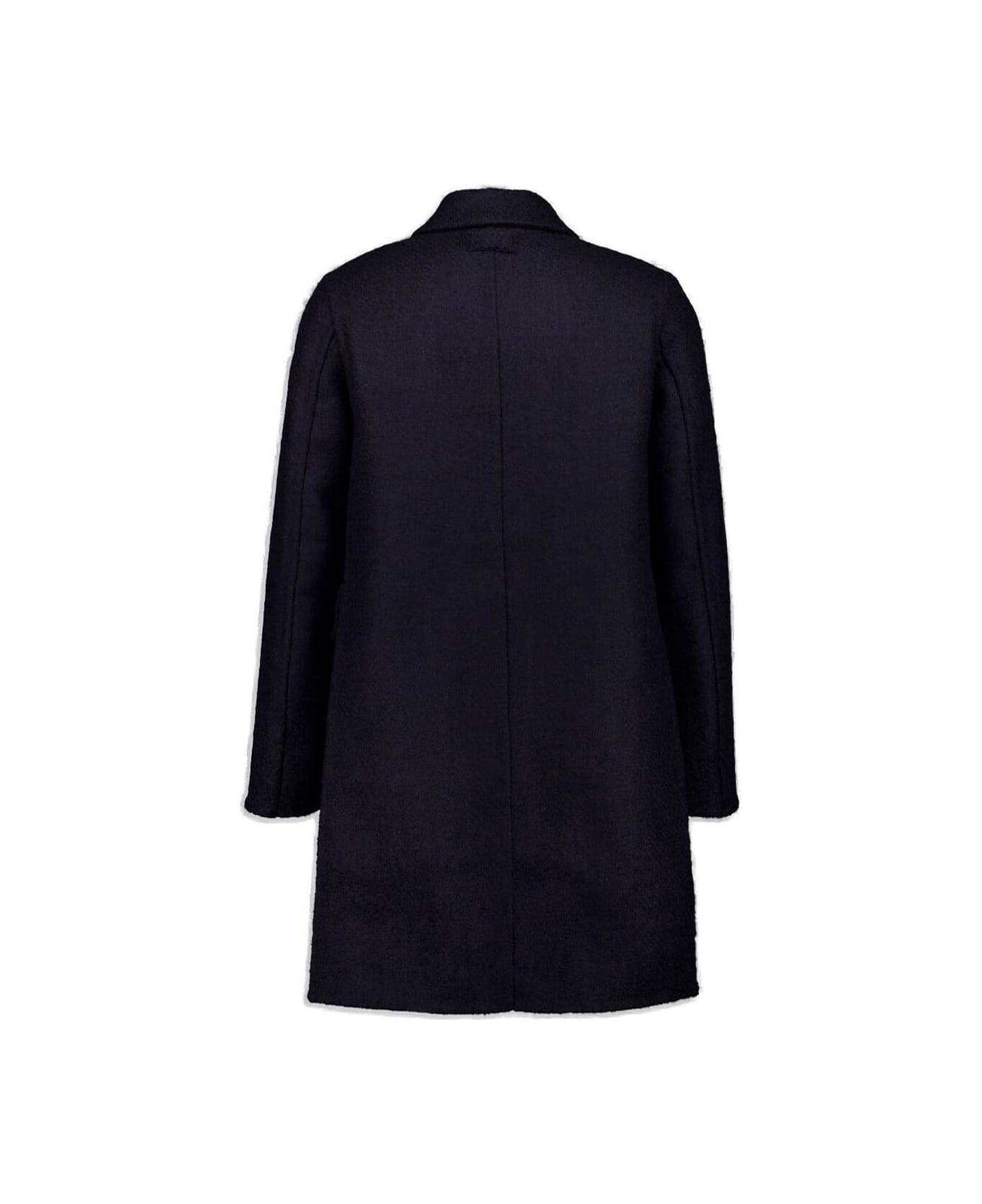 Givenchy Logo Patch Single-breasted Coat - BLU