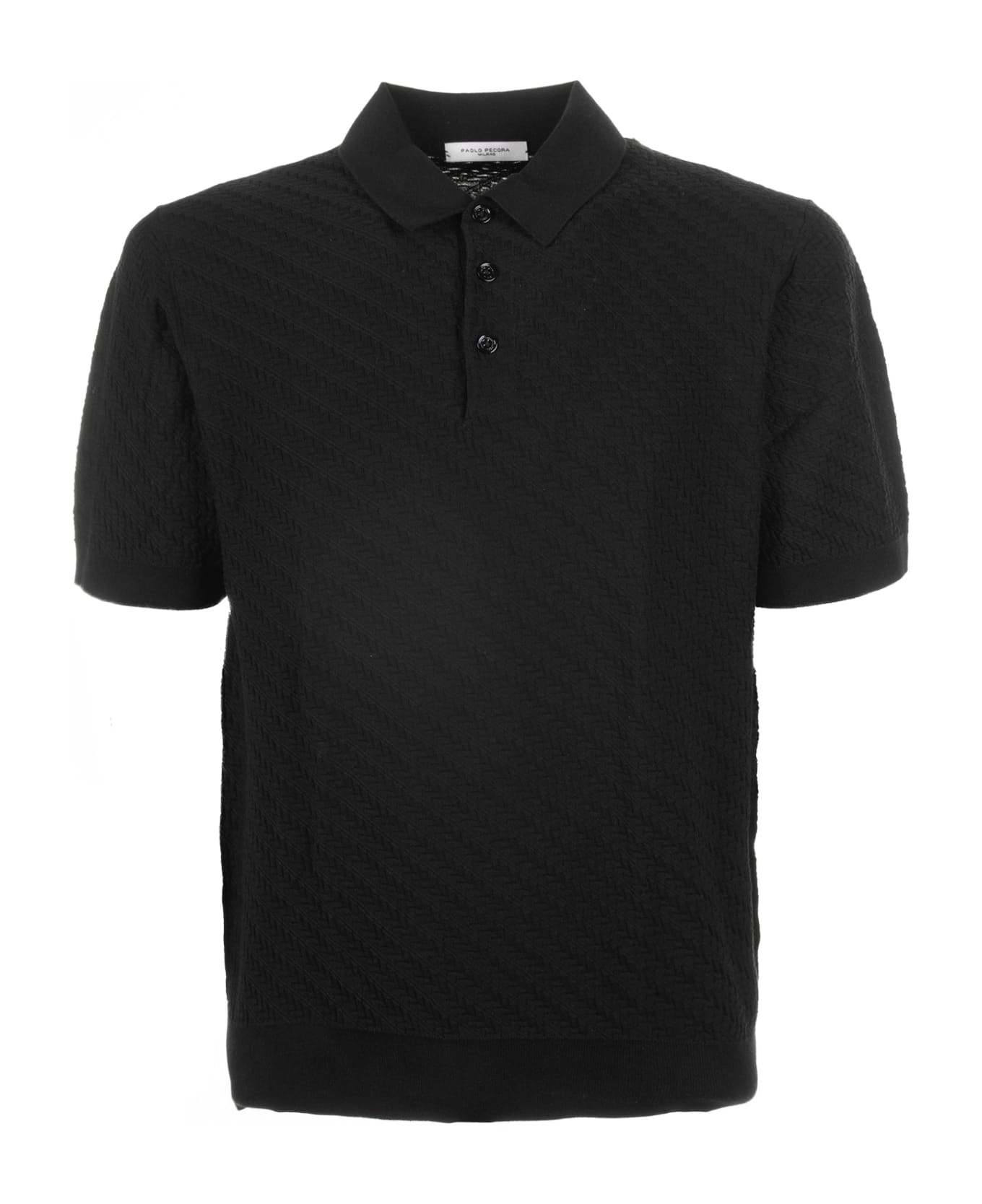 Paolo Pecora Black Short-sleeved Polo Shirt In Cotton - NERO