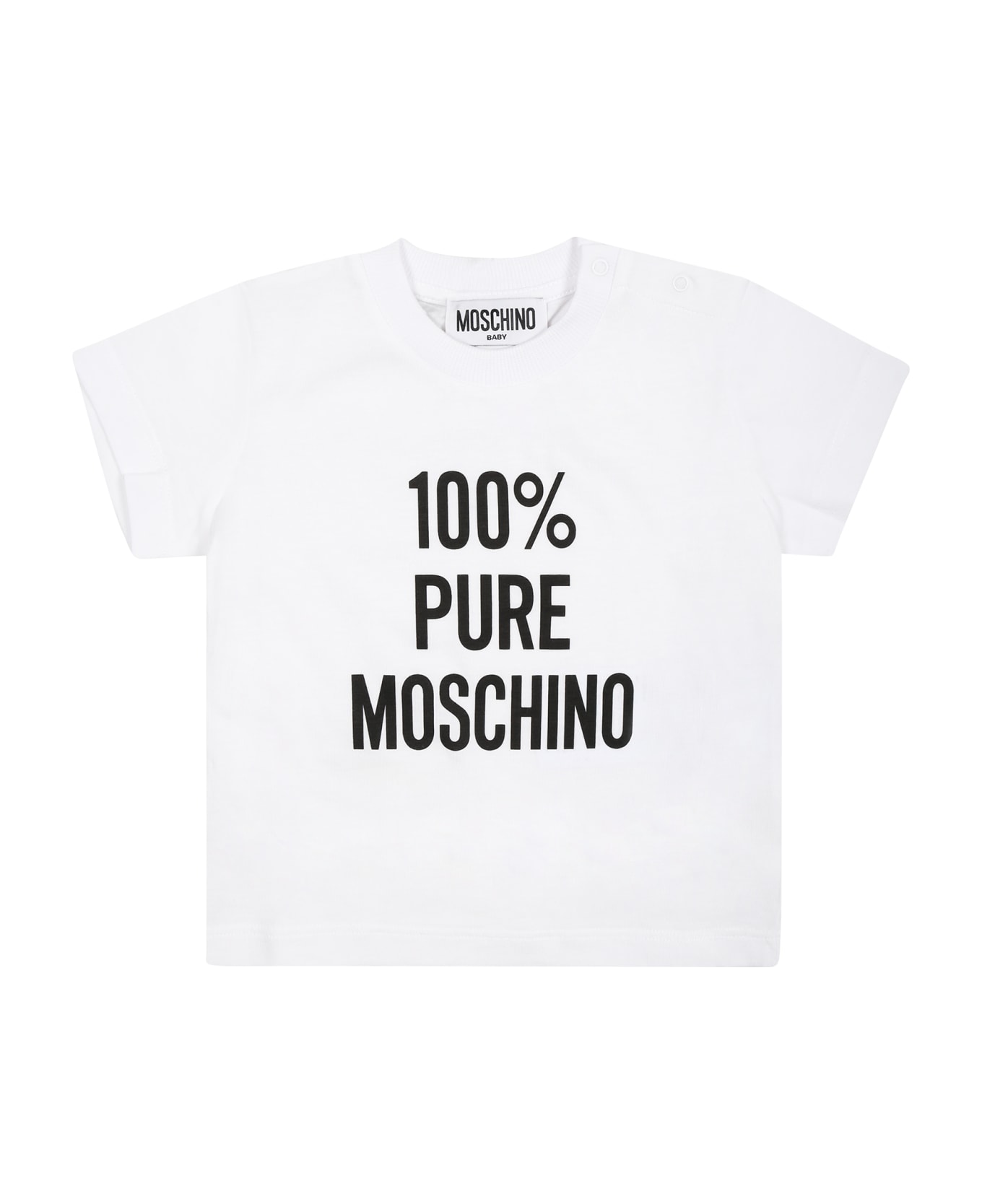 Moschino White T-shirt For Babies With Print - White Tシャツ＆ポロシャツ