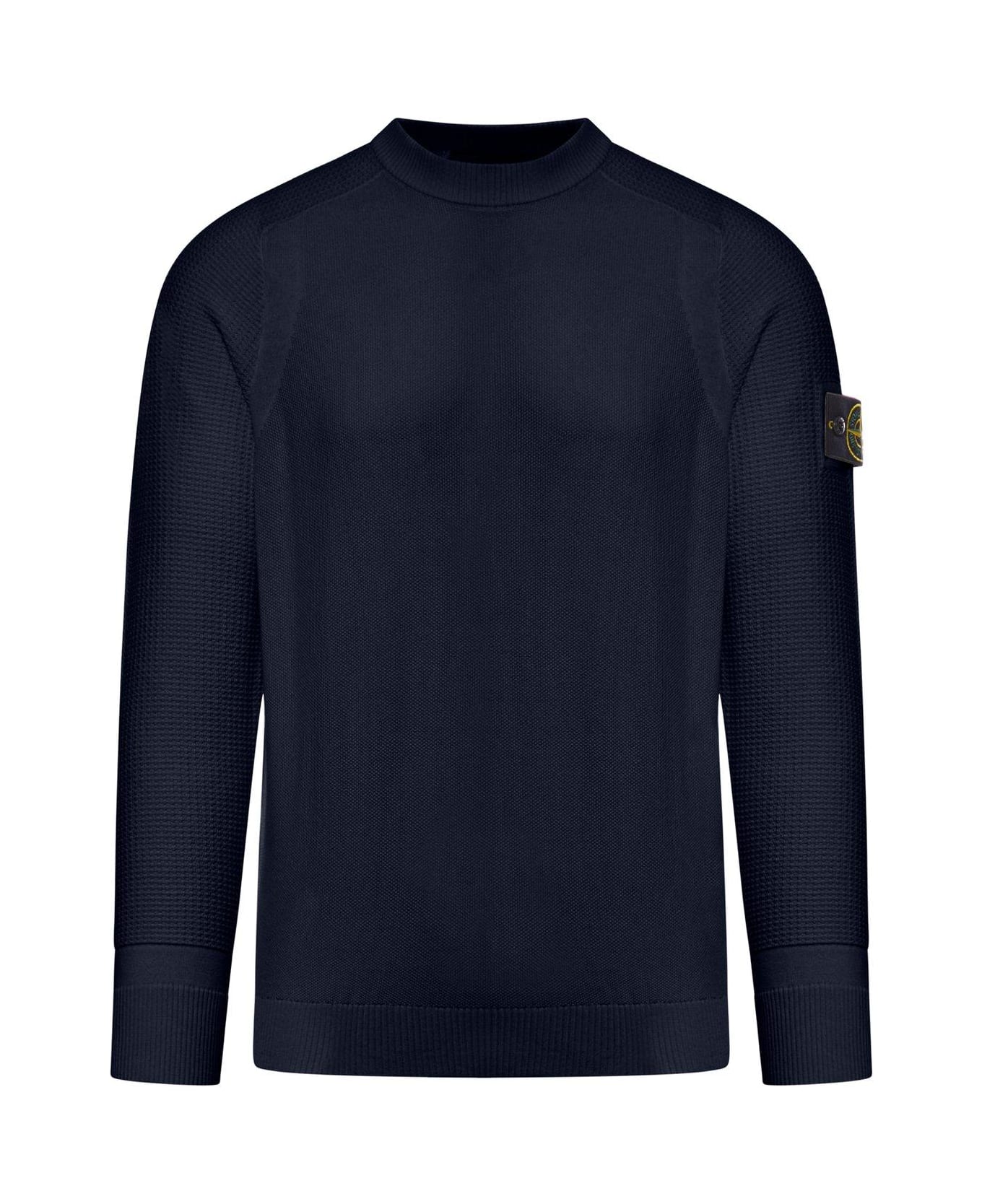 Stone Island Crewneck Long-sleeved Sweater - Navy blue フリース