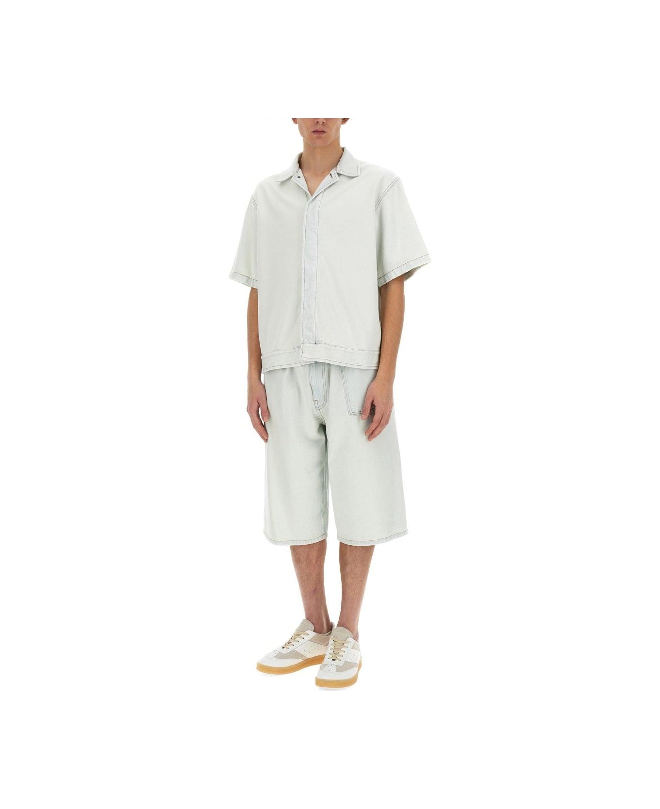 MM6 Maison Margiela Oversized Denim Bermuda Shorts - Light Blue