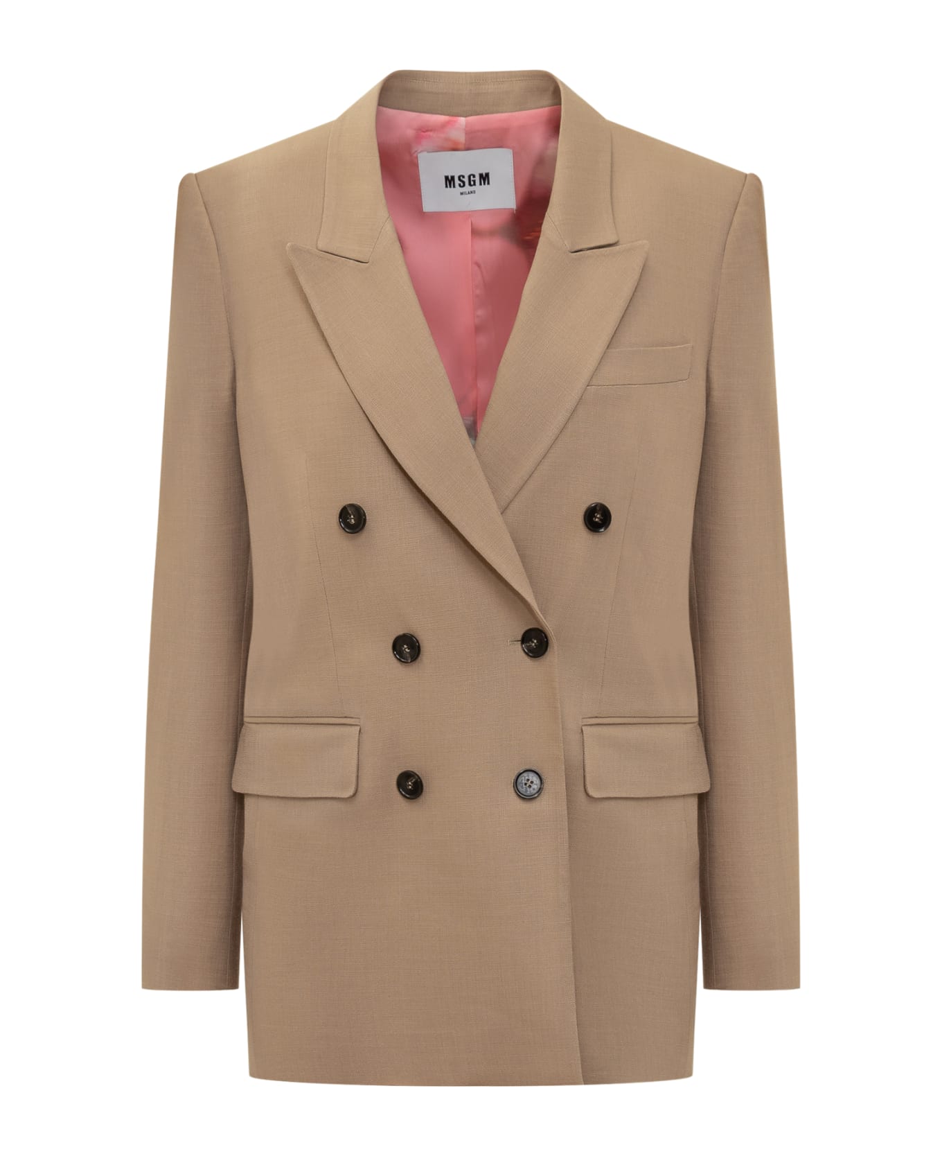 MSGM Double-breasted Blazer - BEIGE