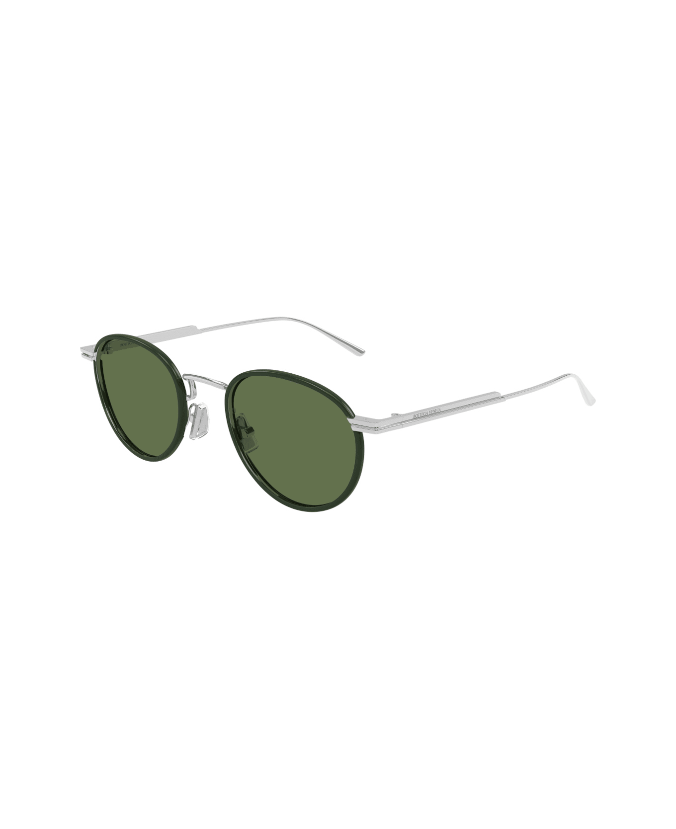 Bottega Veneta Eyewear Bottega Veneta Bv1389s Linea Ribbon 003 Silver Green Sunglasses - Argento