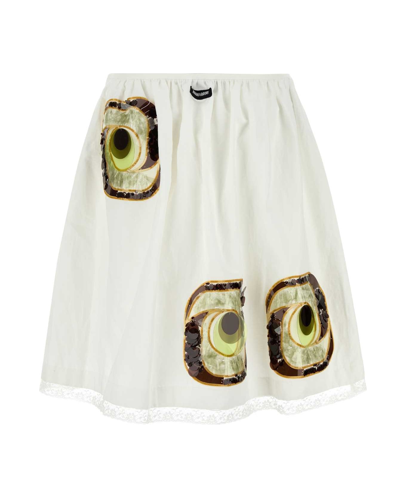 White Cotton Blend Skirt