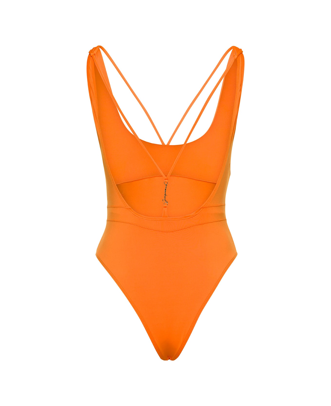 Jacquemus Orange Open-back Swimsuit With Logo In Recycled Polyester ...