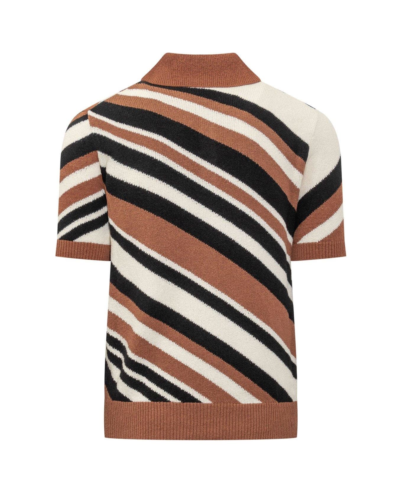 Dolce & Gabbana Striped Inlay Short-sleeved Polo Shirt - Marrone/nero/bianco