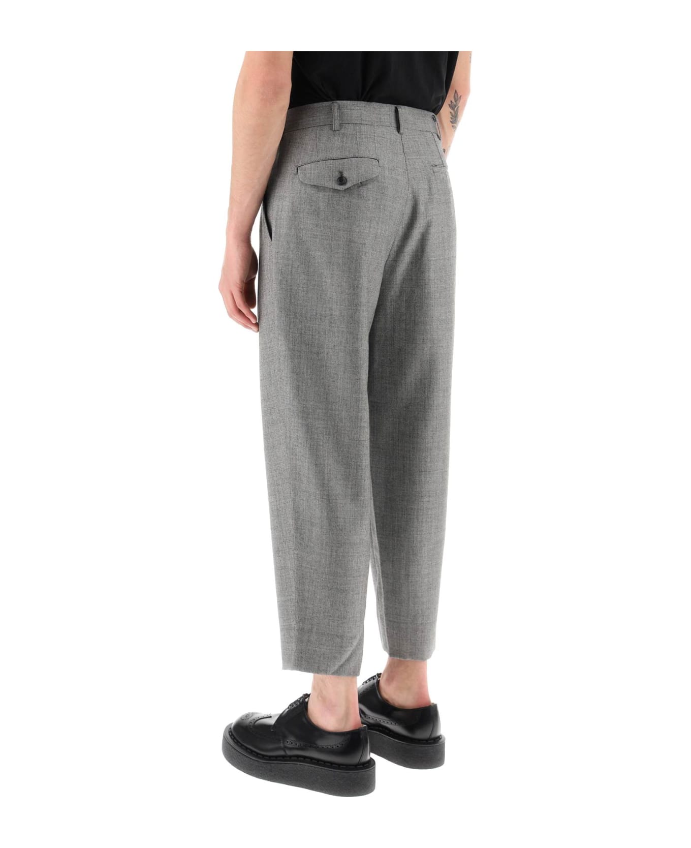 Comme Des Garçons Homme Plus Cropped Light Wool Pants - BLACK NATURAL (Grey)