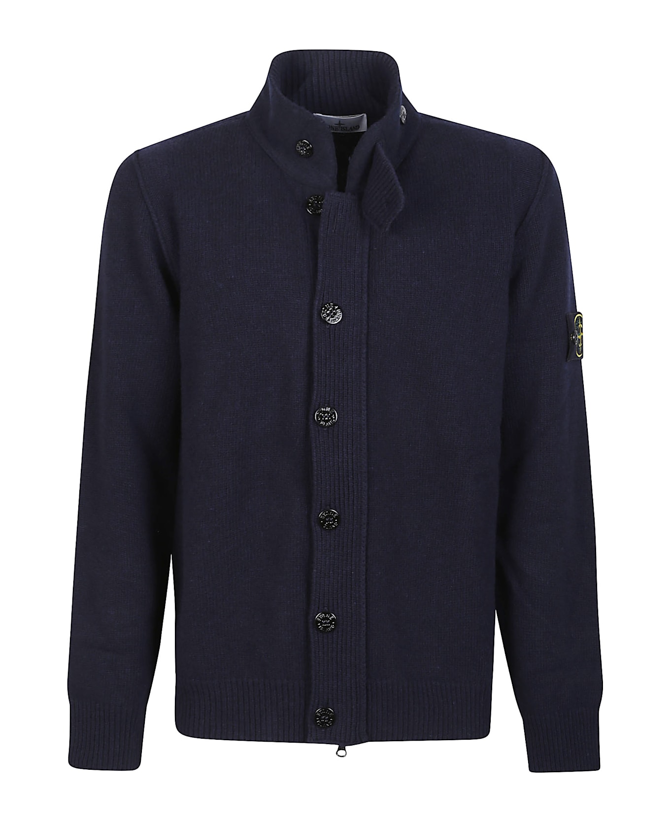 Stone Island Logo Patch Cardigan - Navy Blue