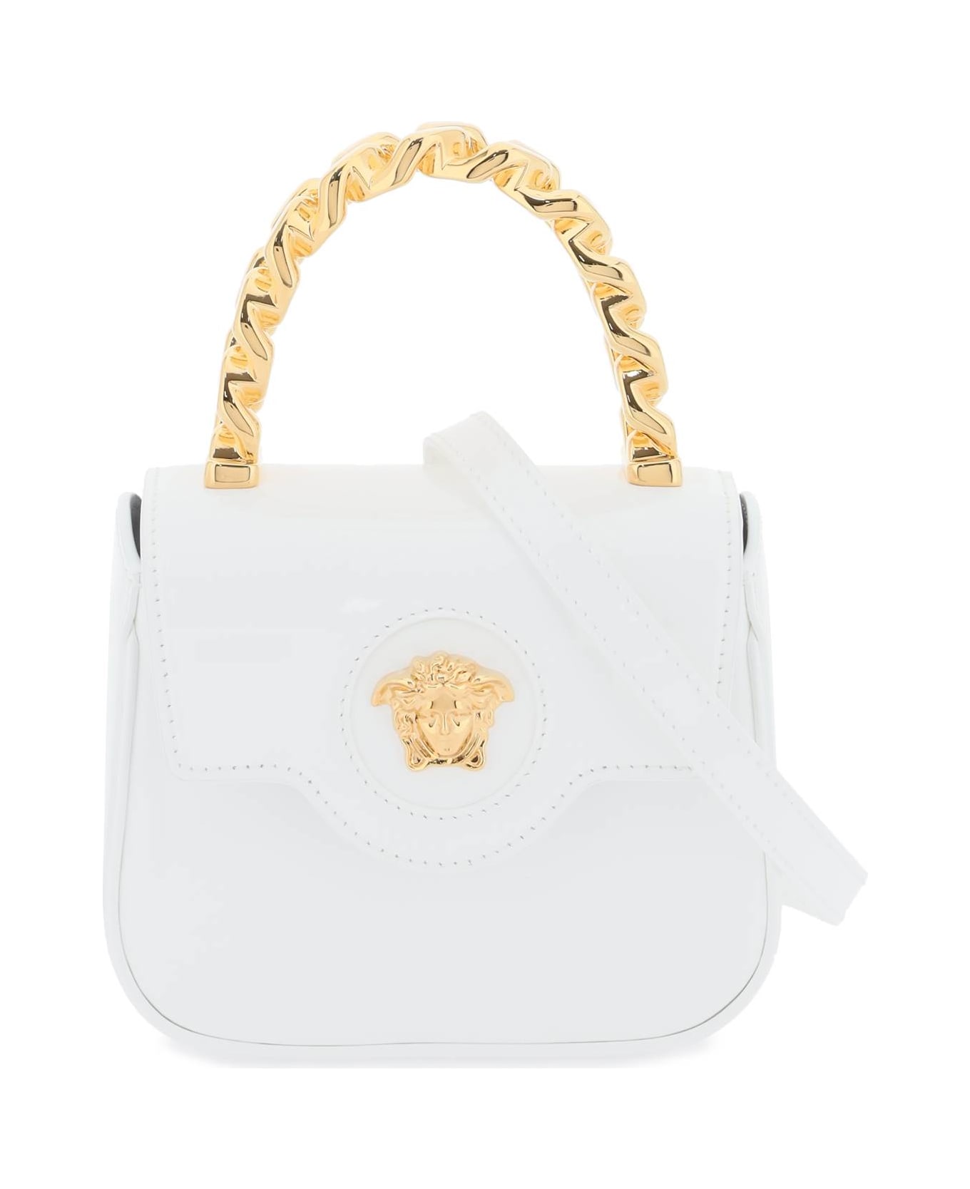 Versace White Patent Leather Bag - OPTICAL WHITE VERSACE GOL (White)