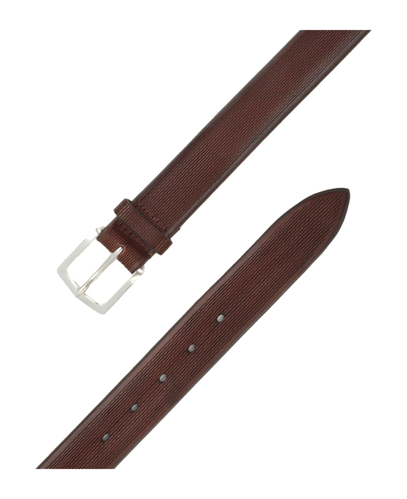 Orciani Burnt Blade Belt With Line Pattern - Brown