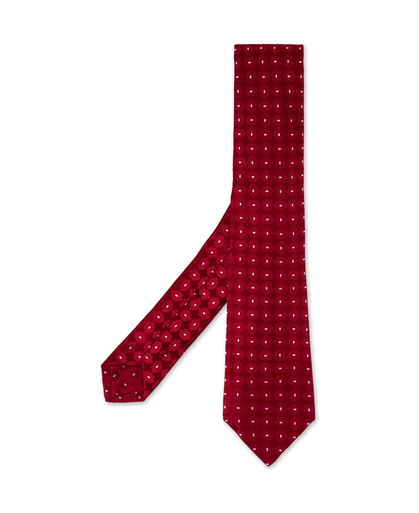 Kiton Red Tie With Floral Pattern - Red