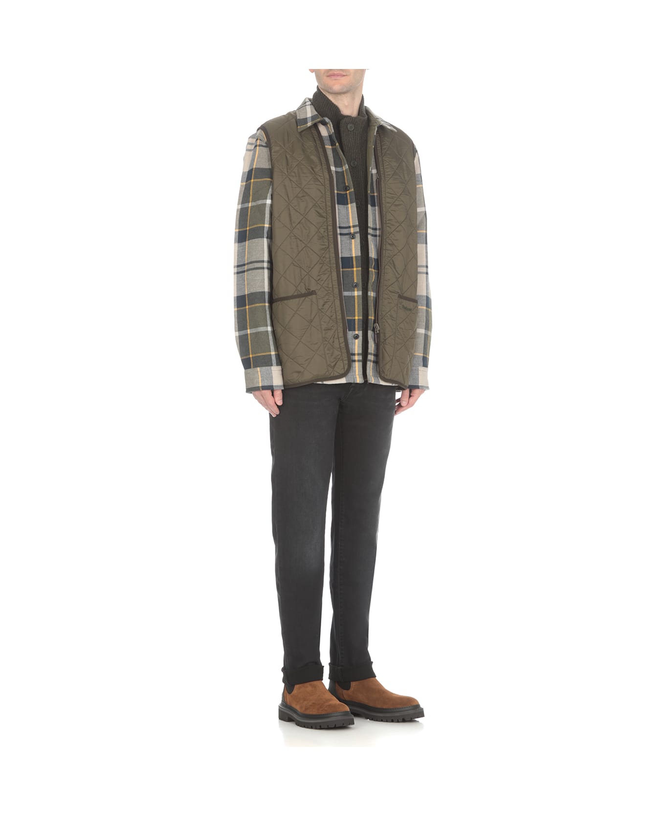 Barbour Sleevelees Quilted Jacket Polarquilt Waist - Green
