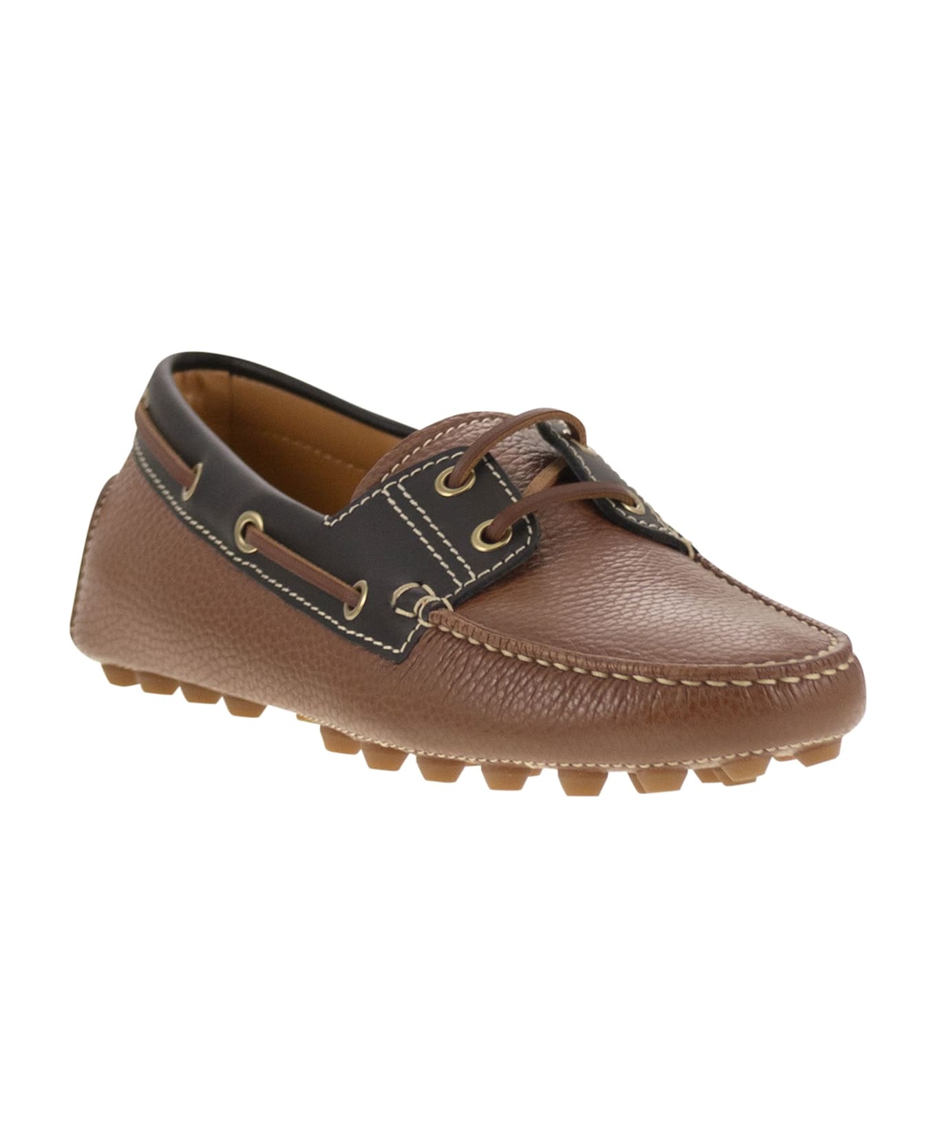Tod
s Leather Boat Bubble Grommet - Leather/black