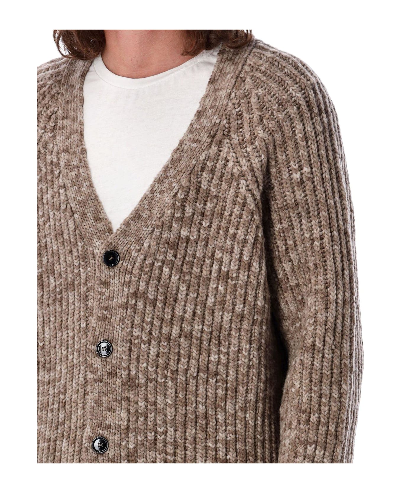 Ami Alexandre Mattiussi Paris Chunky Knitted Cardigan - NEUTRALS