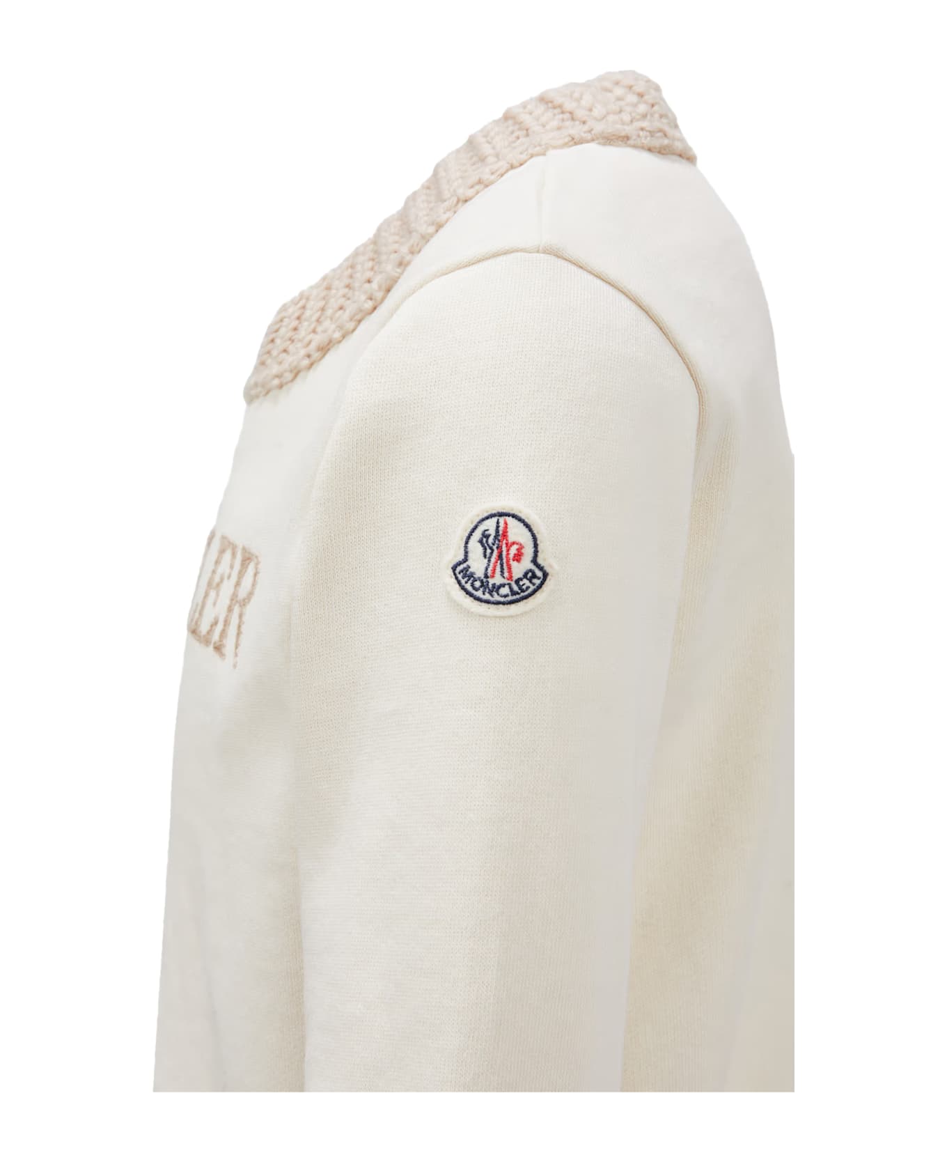 Moncler White Tracksuit With Logo And Knitted Hems - White