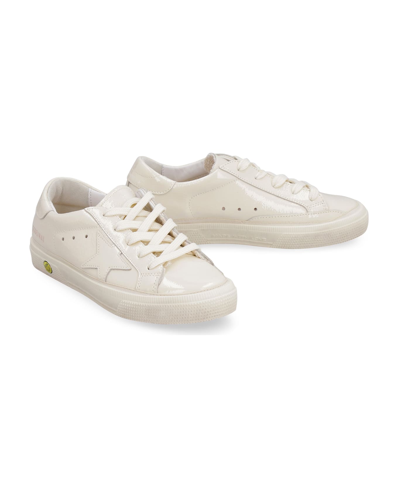 Golden Goose May Patent Leather Low-top Sneakers - panna