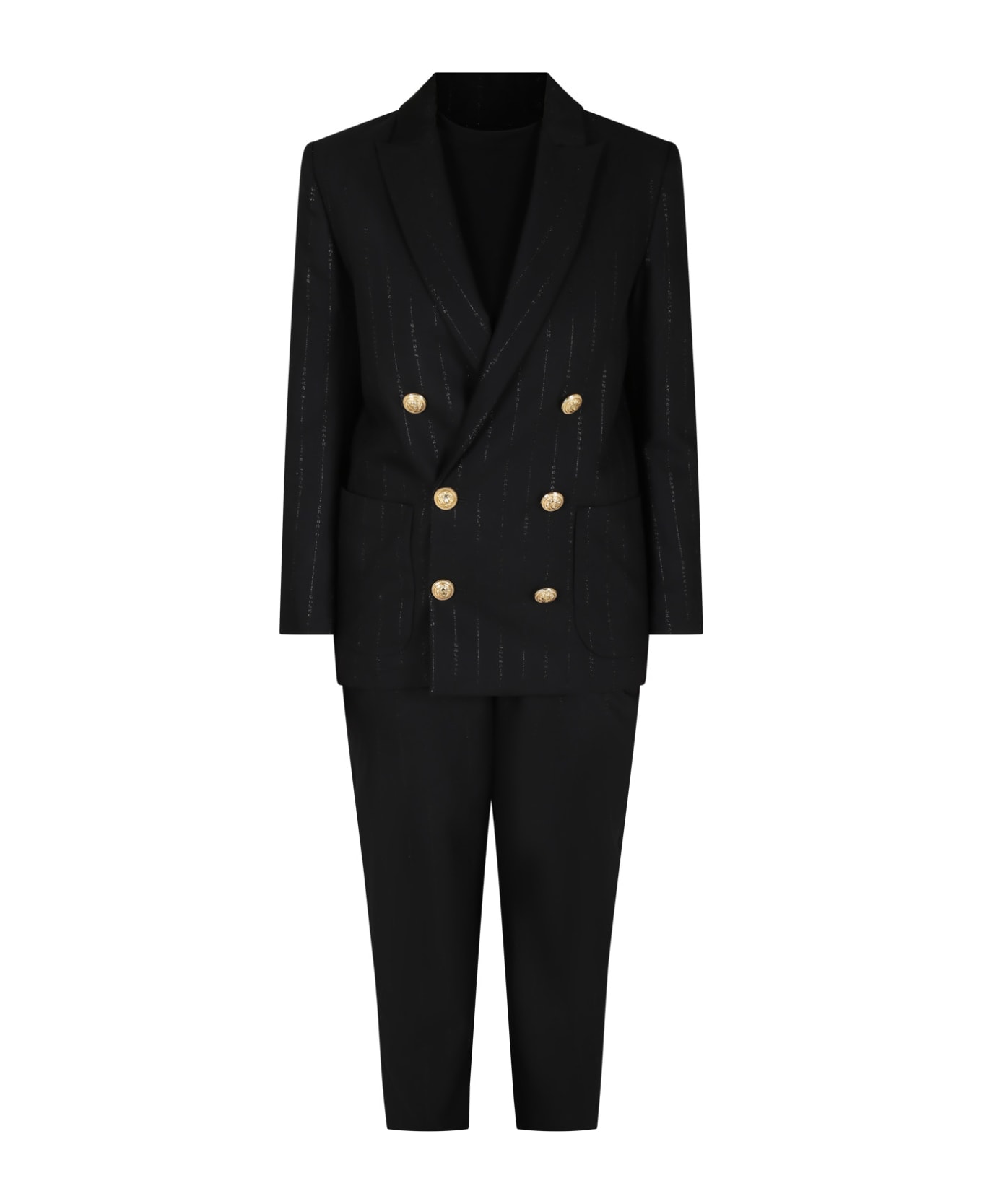 Balmain Elegant Black Suit For Boy With Logo - Black