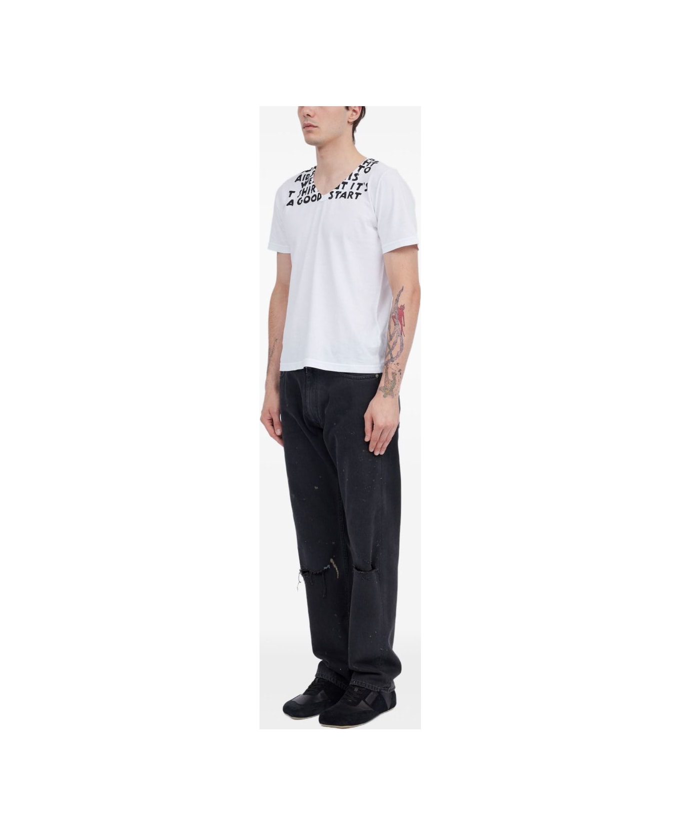 MM6 Maison Margiela Printed Cotton T-shirt - White