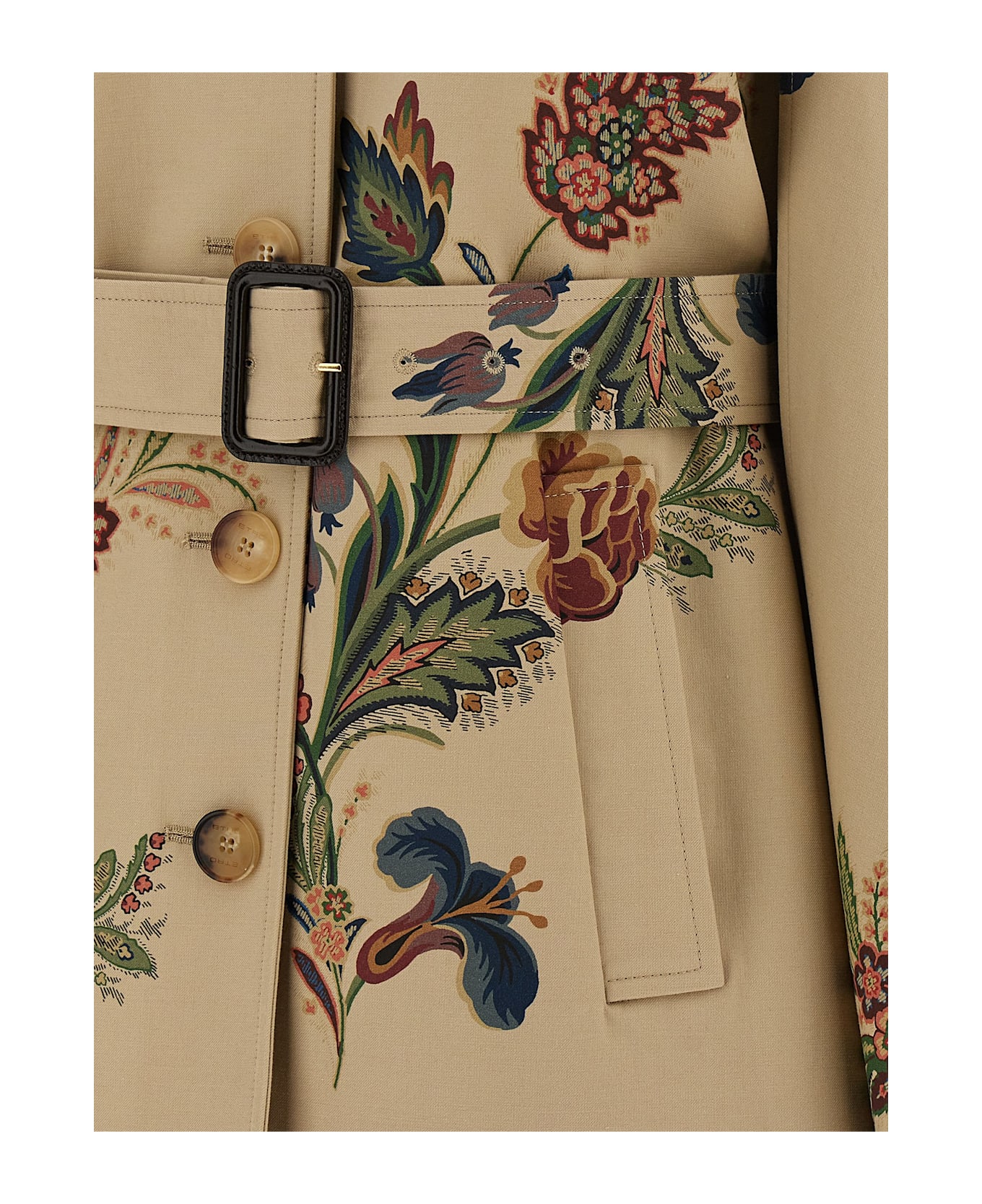 Etro Floral Print Cape Trench Coat - Multi