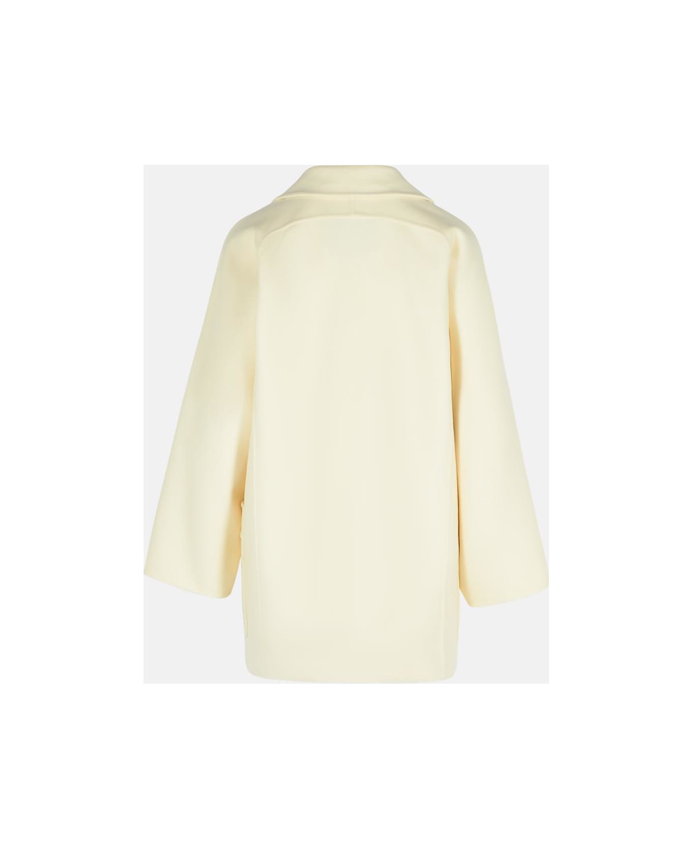 Max Mara 
teddy Crop
 White Wool Blend Coat - BIANCO