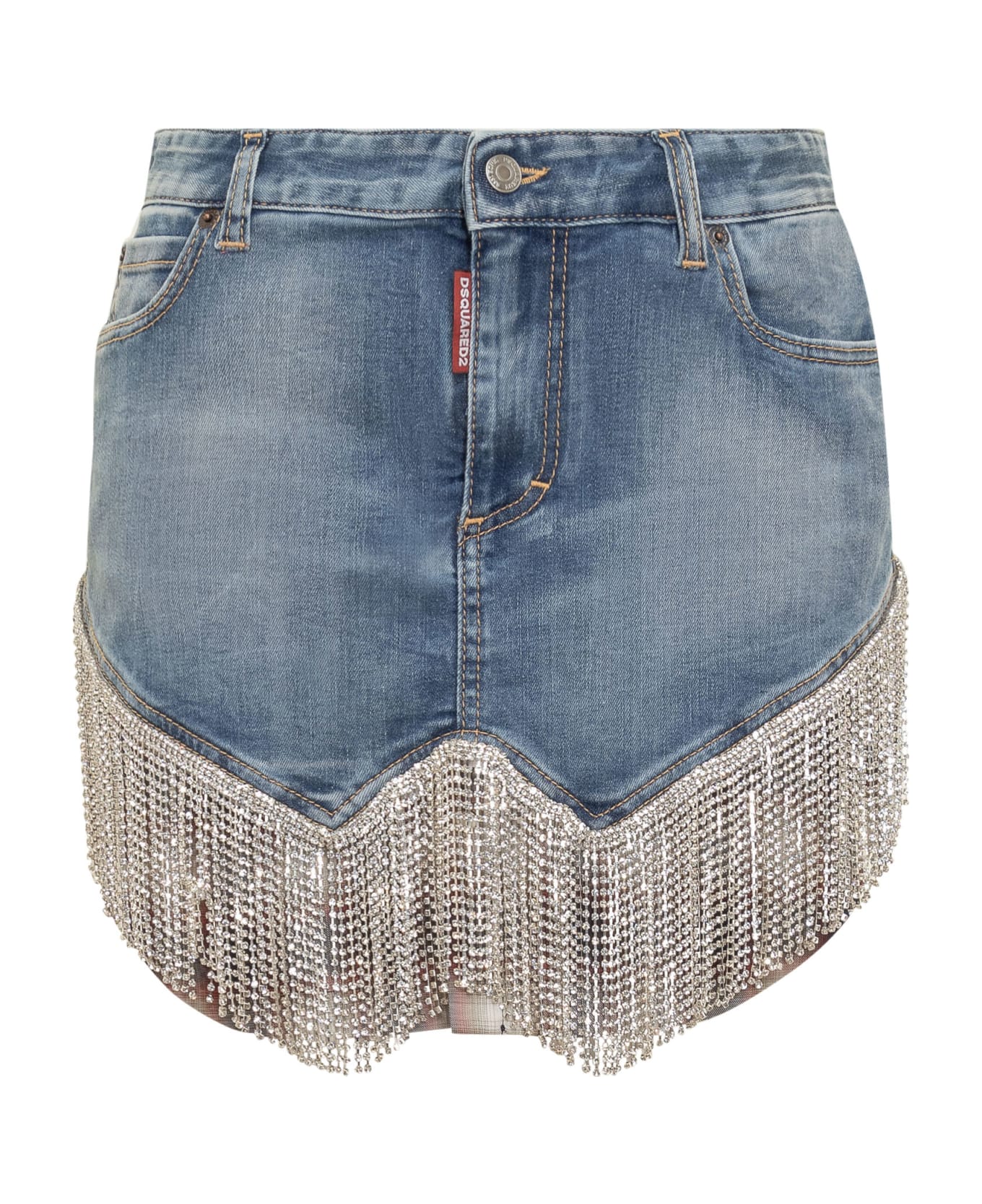 Dsquared2 Denim Mini Skirt With Crystals - 470