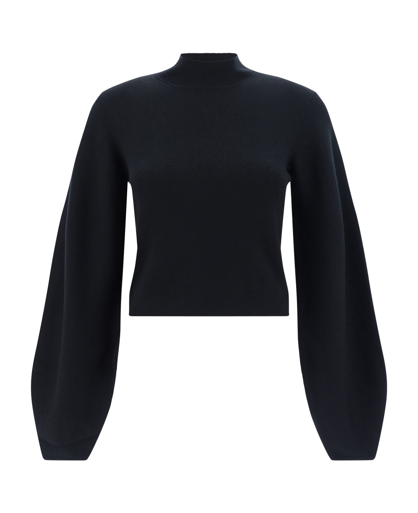 Chloé Baloon Sleeve Knit Cropped Sweater - Black
