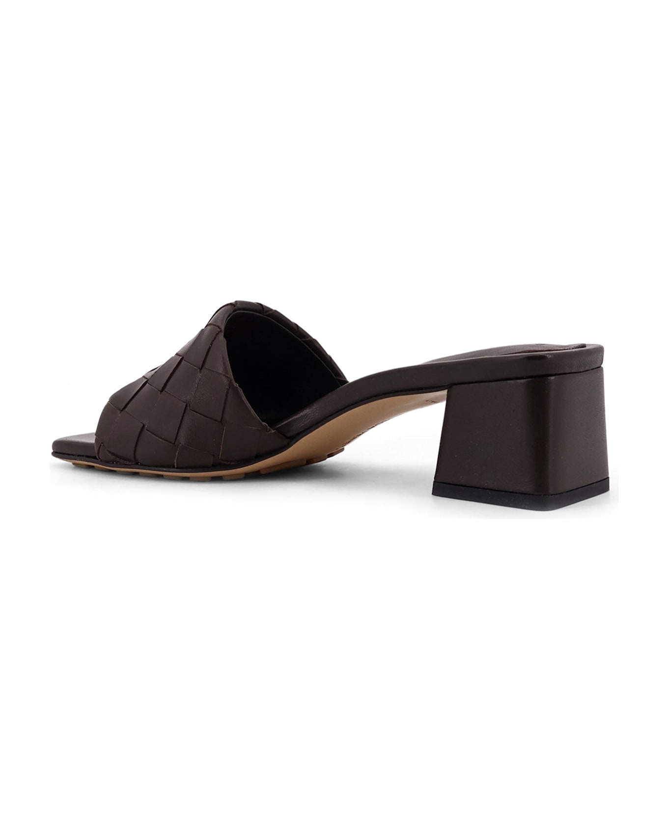 Bottega Veneta Leather Heel Sandals With Intrecciato Motif - FONDANT