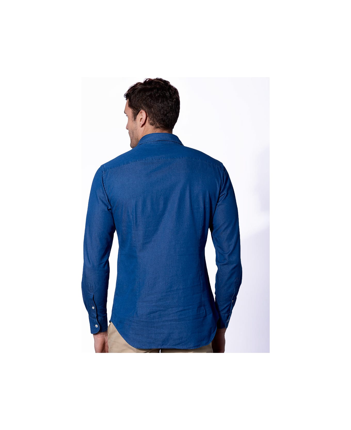 MC2 Saint Barth Man Blue Denim Cotton Pamplona Shirt - BLUE