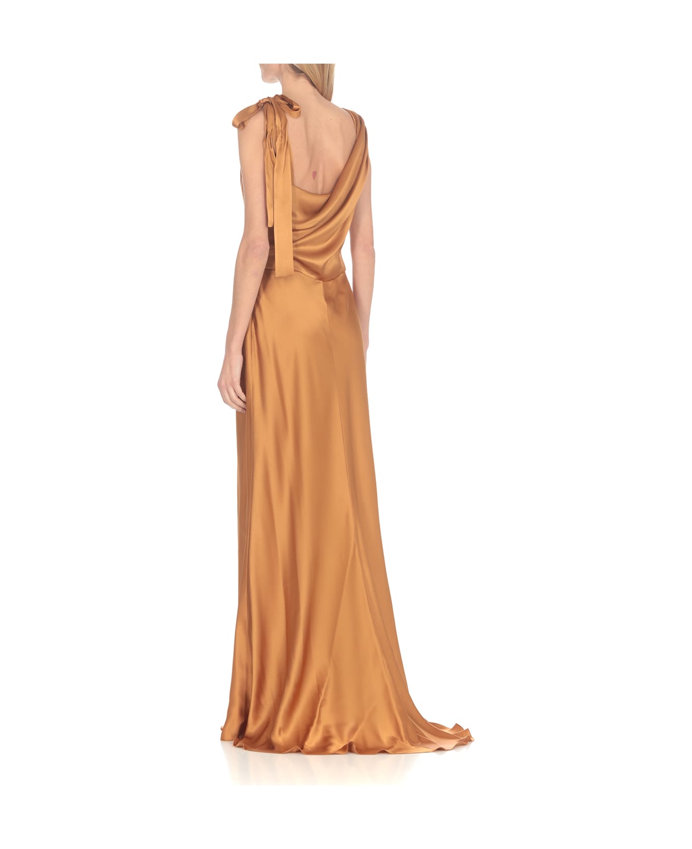 Alberta Ferretti Silk Dress - Brown ワンピース＆ドレス