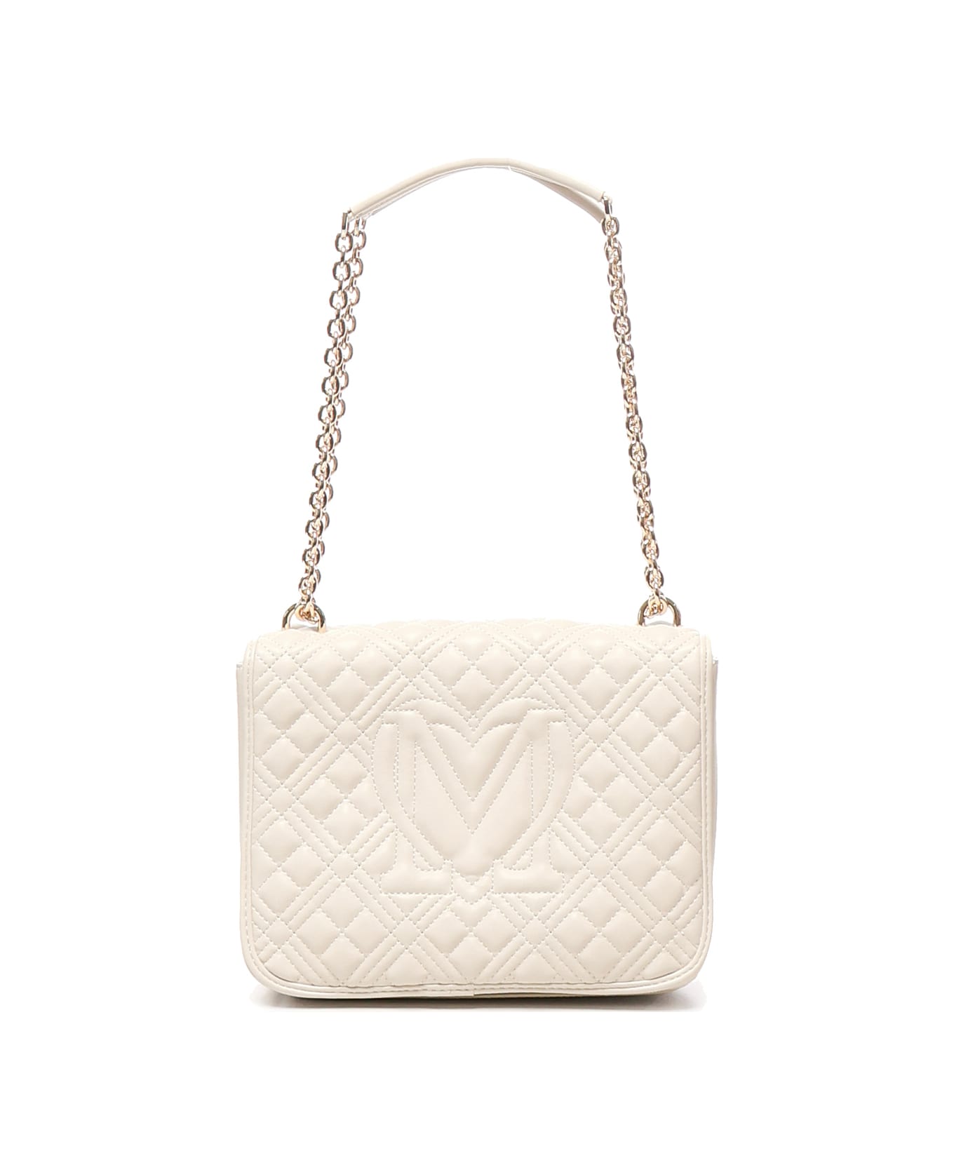 Love Moschino Quilted Shoulder Bag With Logo - White