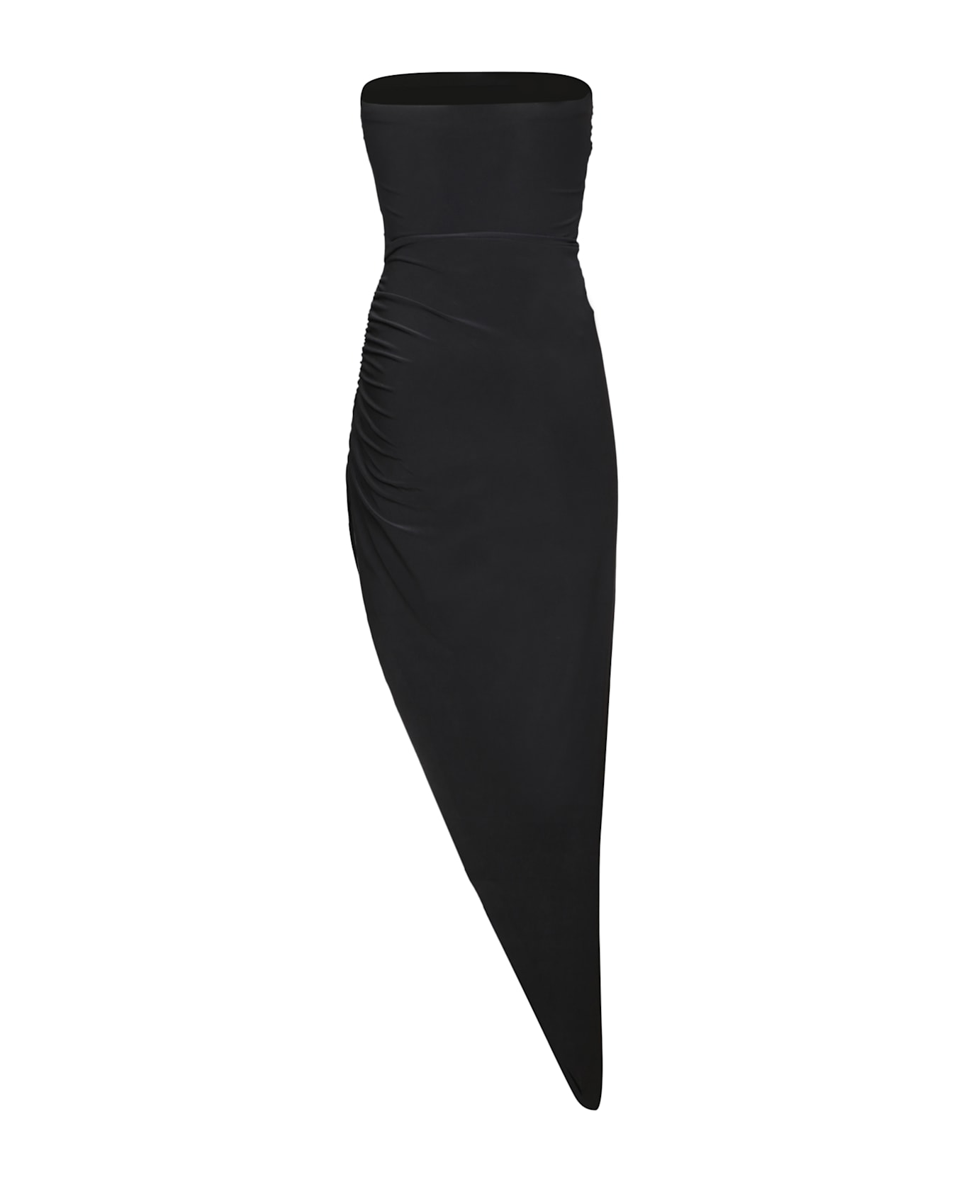 Norma Kamali Long Side Drape Black Dress - Black