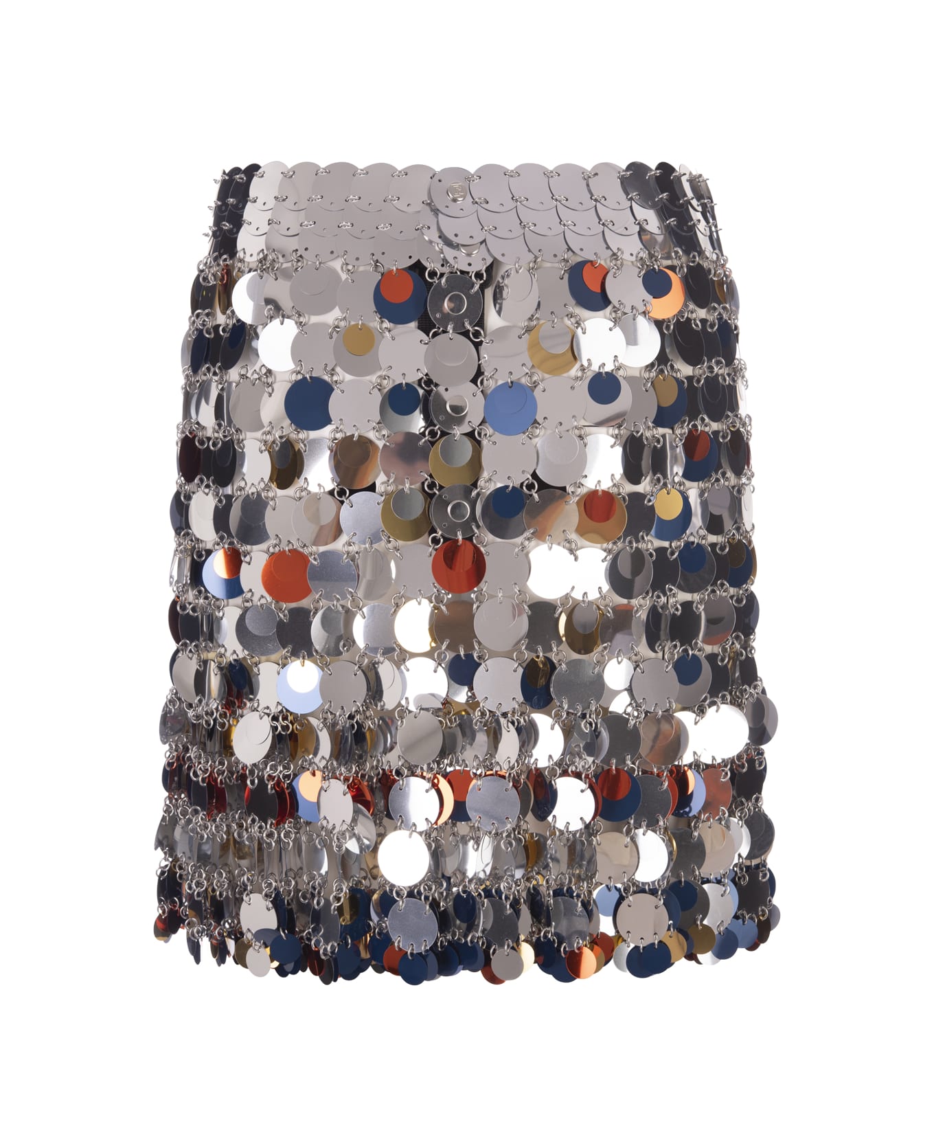 Paco Rabanne Short Silver Skirt With Multicolor Sequins - Silver スカート