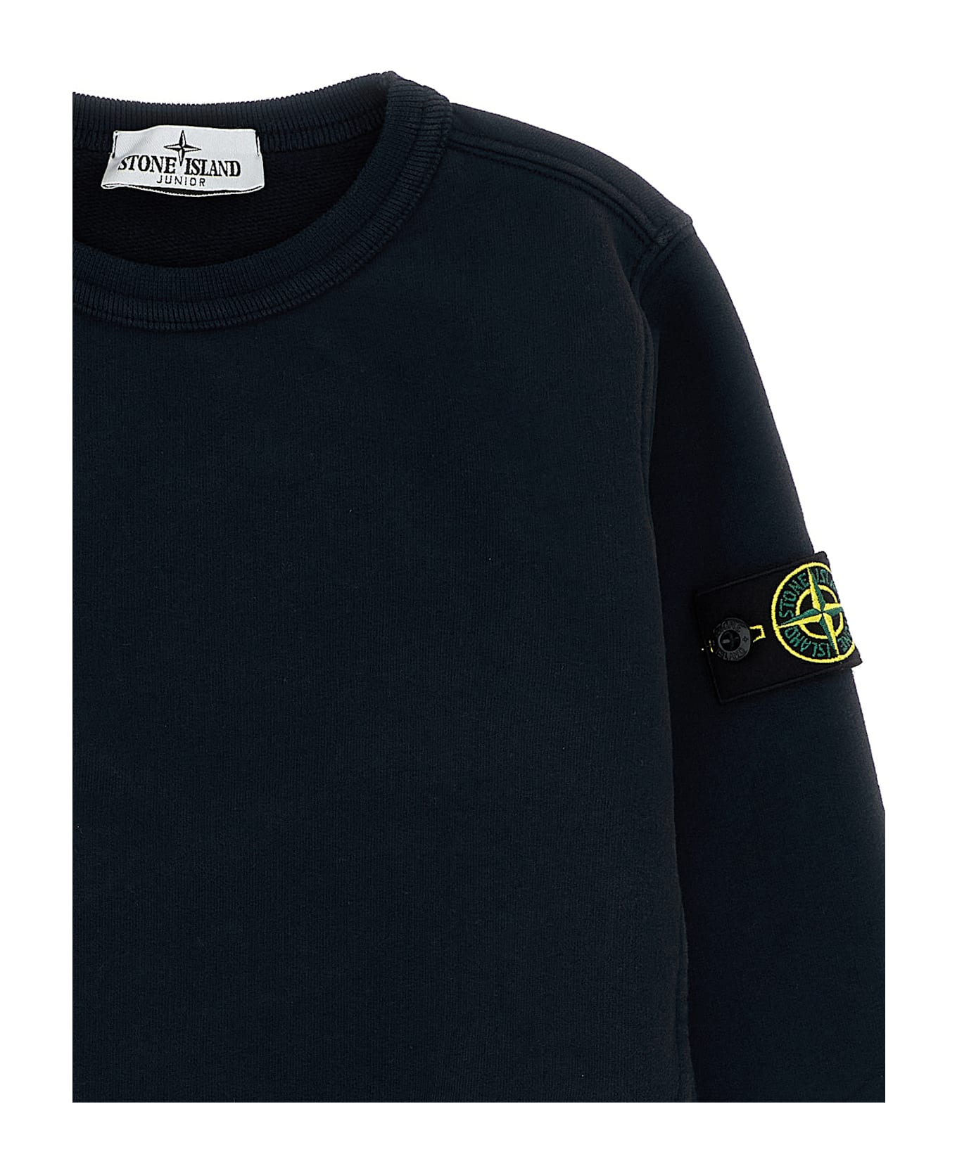 Stone Island Junior Logo Badge Sweatshirt - Black  