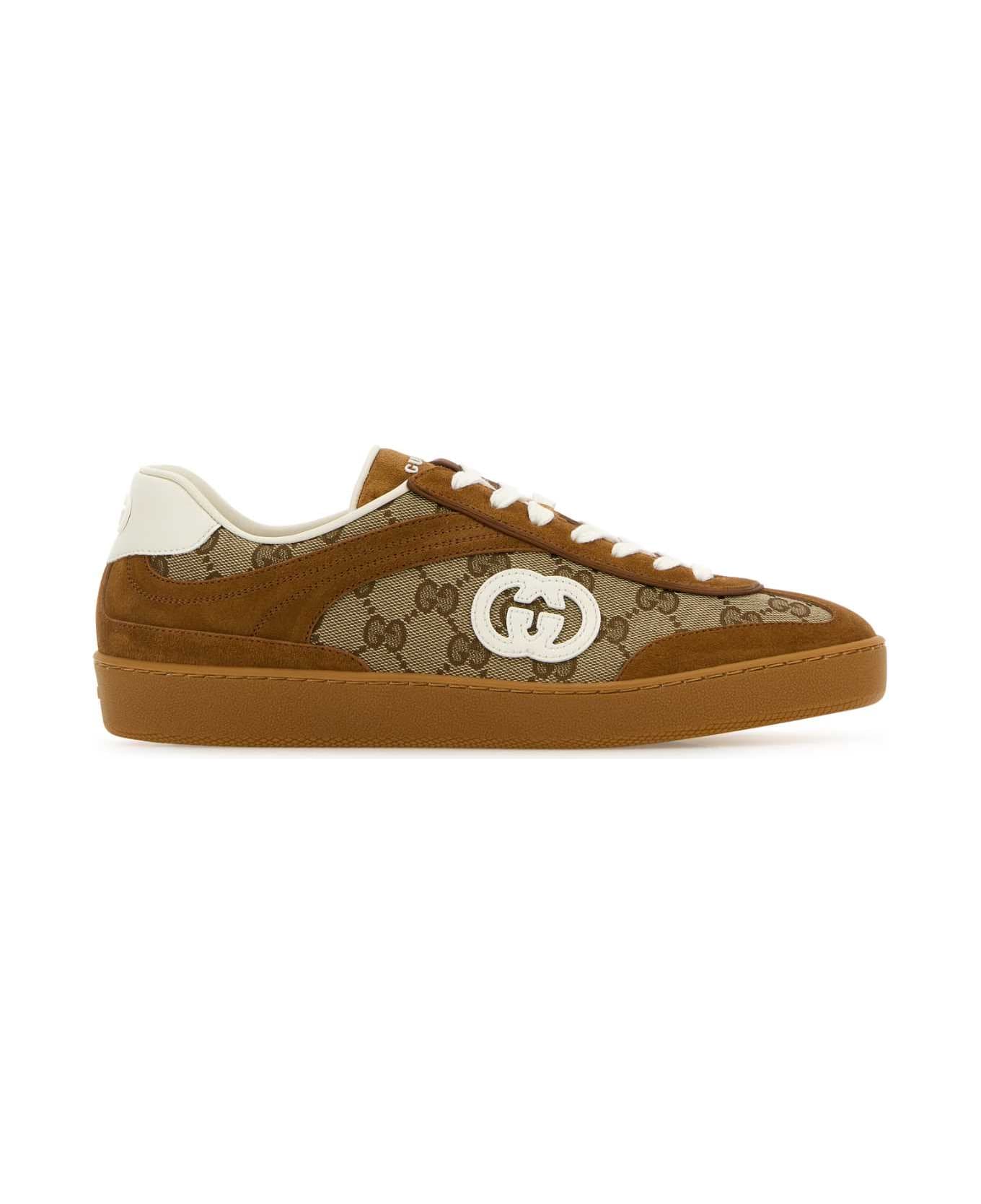 Gucci Suede And Gg Fabric Sneakers - SUBESUOWSUOW