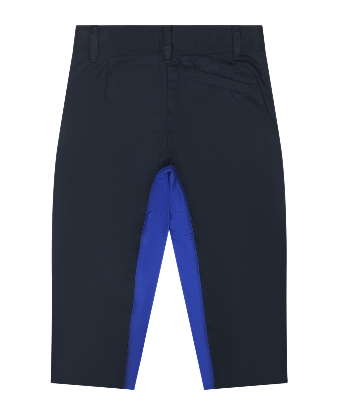Burberry Blue Trousers For Baby Boy With Embroidery - Blue
