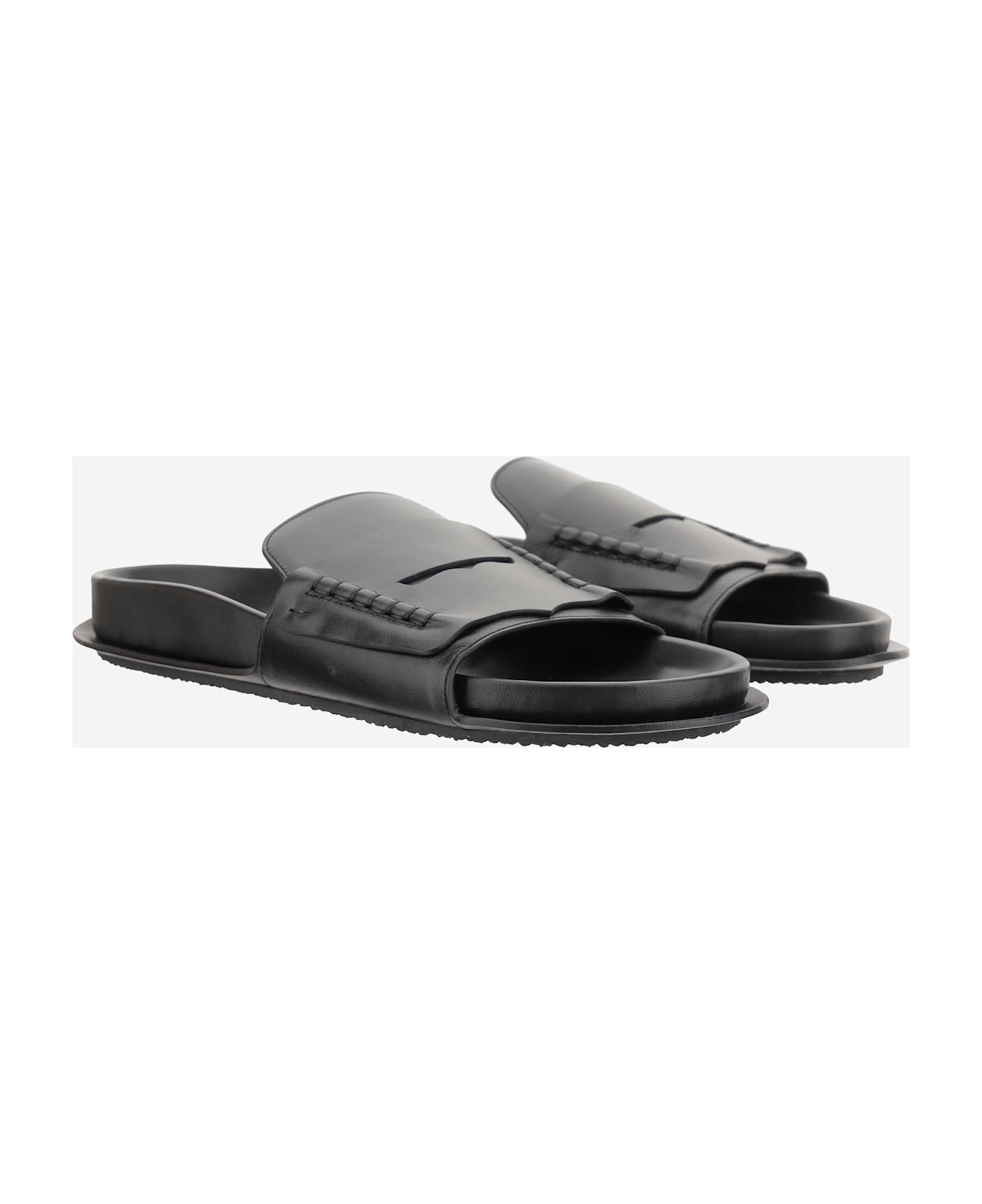 Jacquemus Leather Mocassin Sandal - Black
