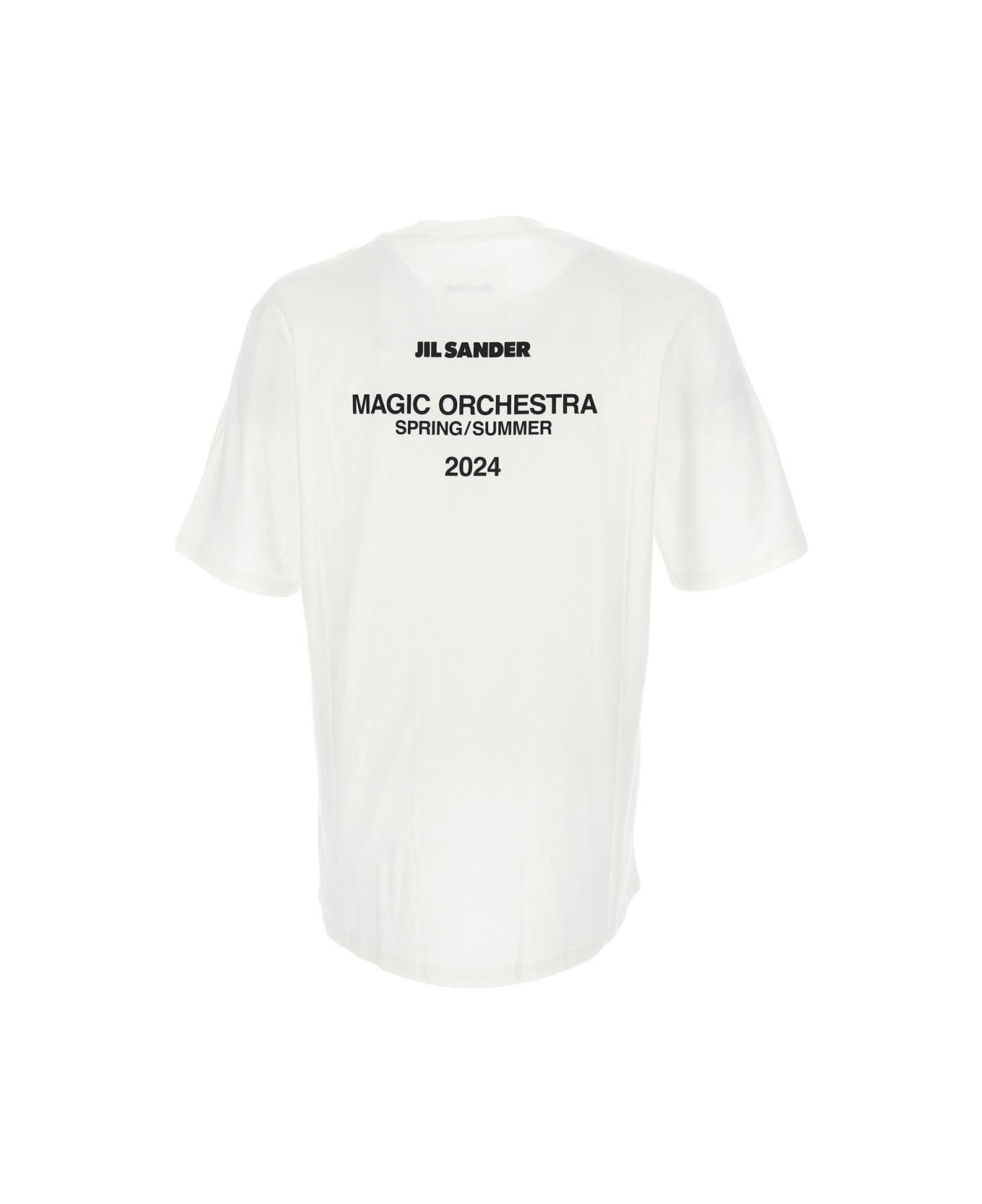 Jil Sander Double T-shirt Cotone E Rete Stretch - Bianco