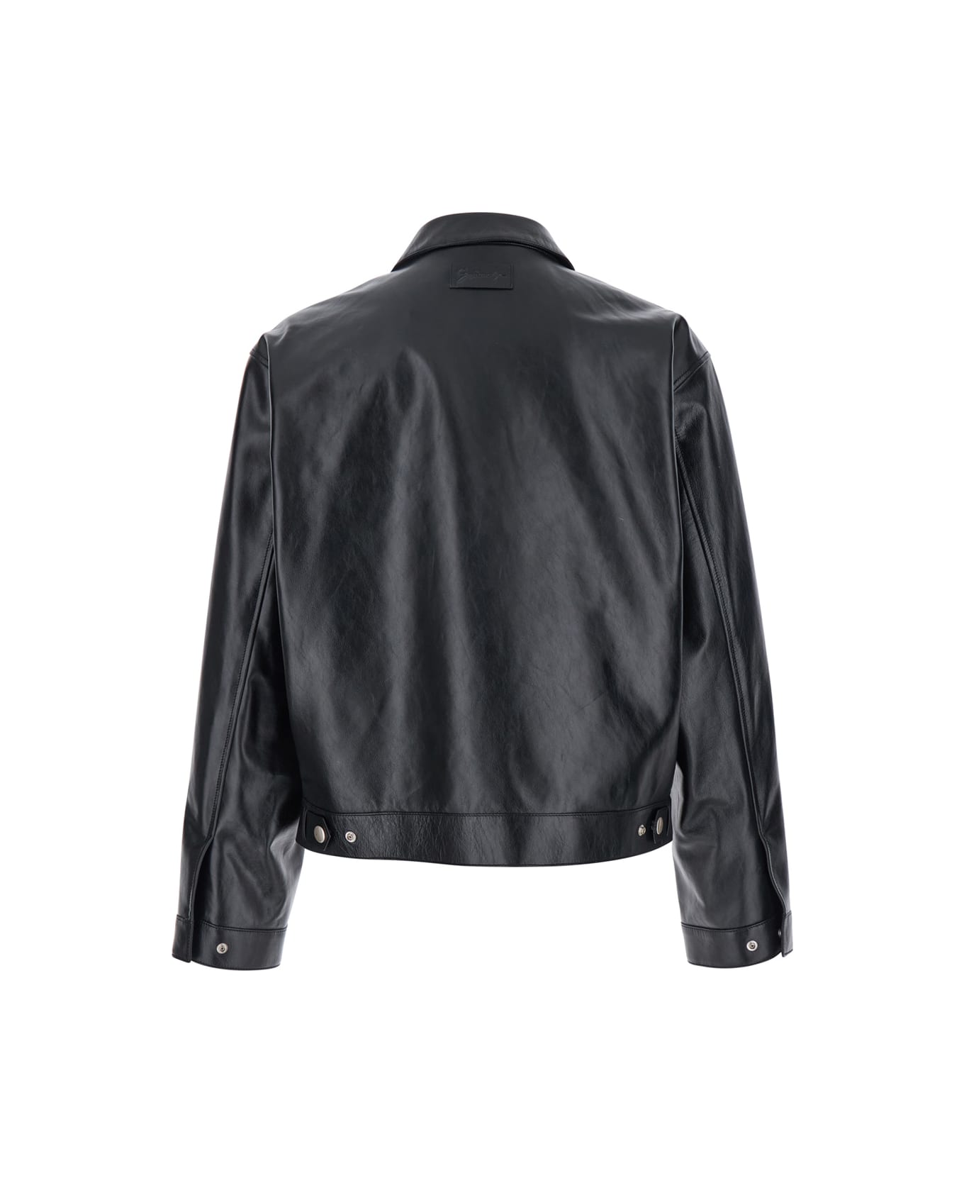Givenchy Black Jacket With Logo Patch On The Back In Leather Man - Black