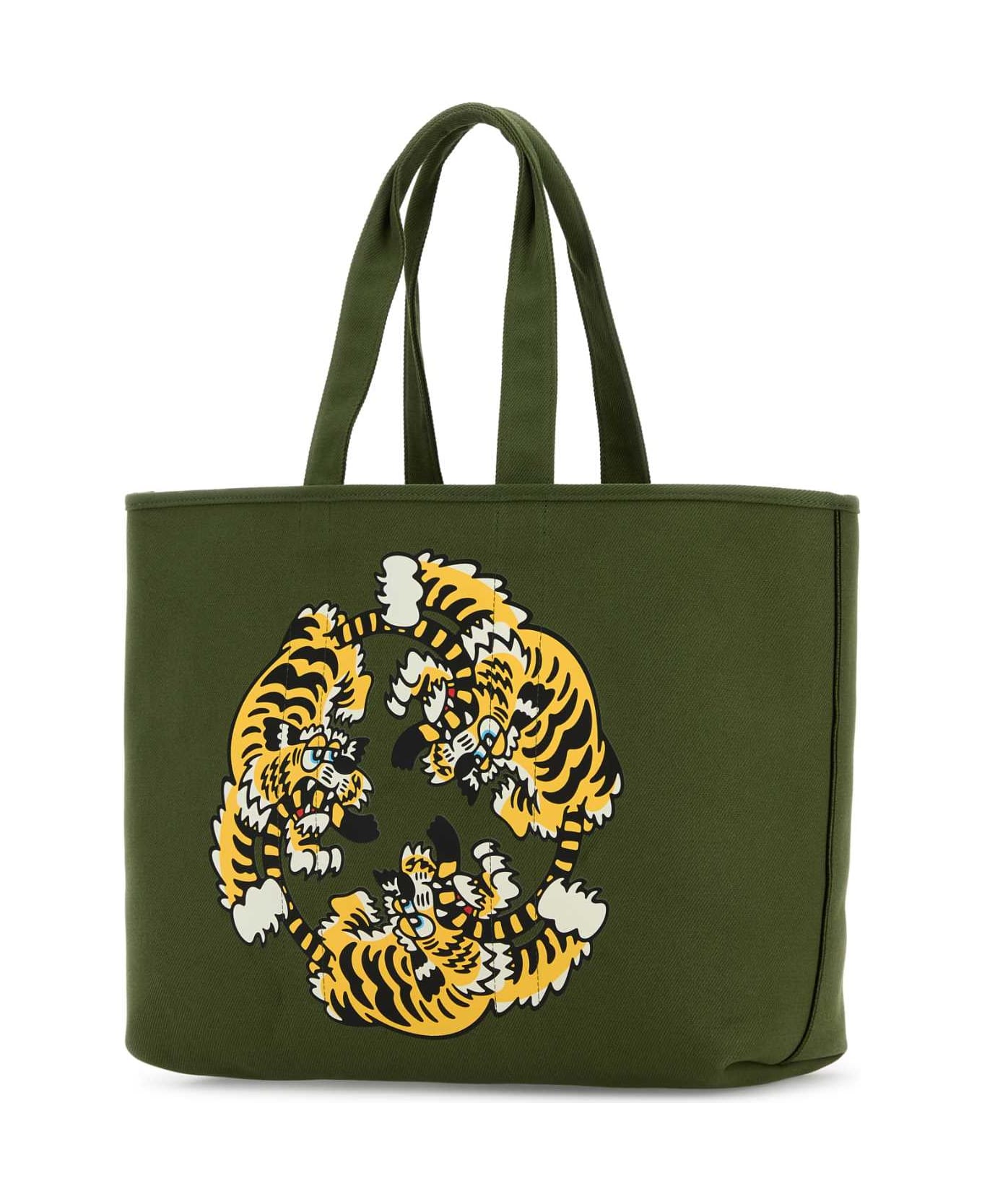 Kenzo Olive Green Canvas Kenzo Utility Reversible Shopping Bag - KHAKI