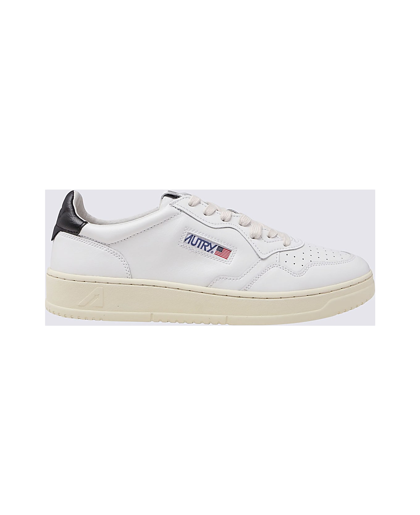 Autry White And Black Leather Sneakers - White