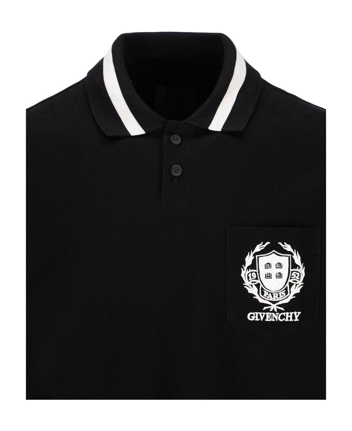 Givenchy Logo Embroidered Polo Shirt - Black