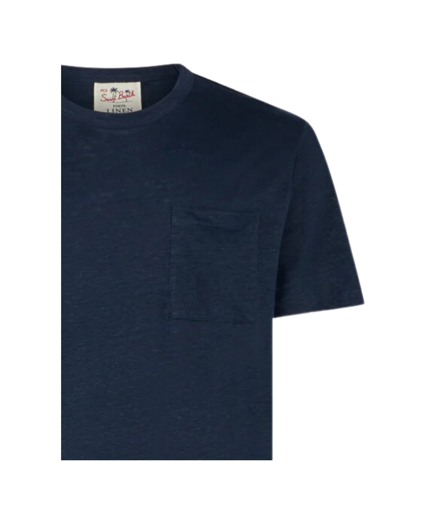 MC2 Saint Barth Linen T-shirt With Front Pocket - Marine Blue シャツ